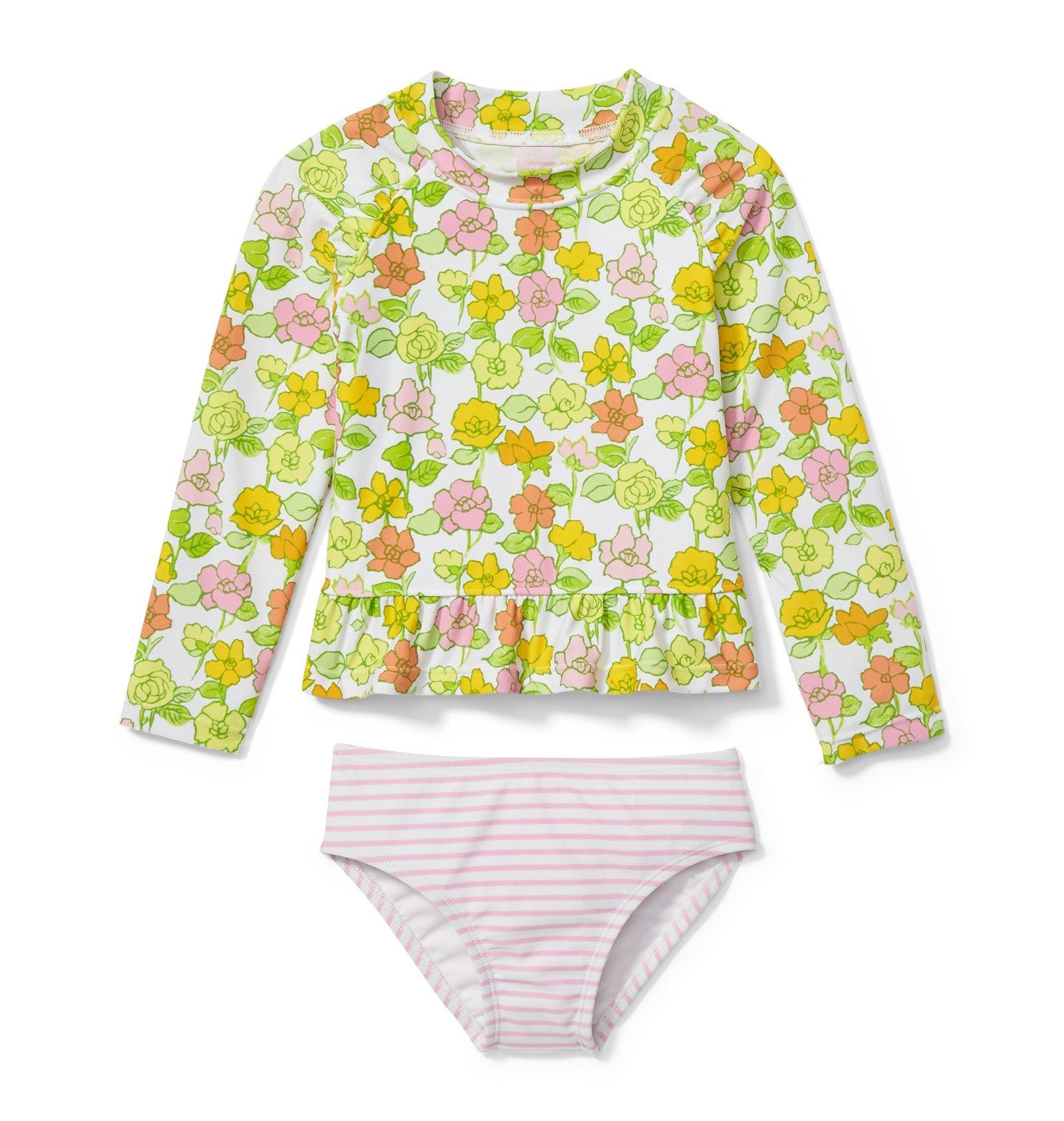 Floral Striped Rash Guard Set image number 0