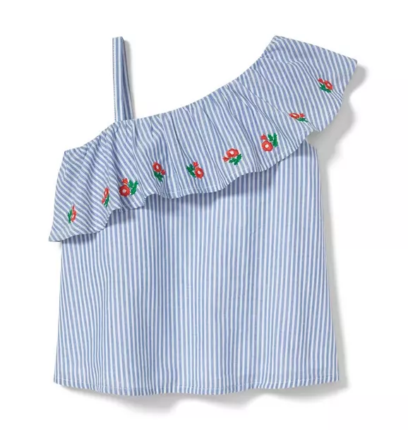 Striped Embroidered Poppy Top image number 0