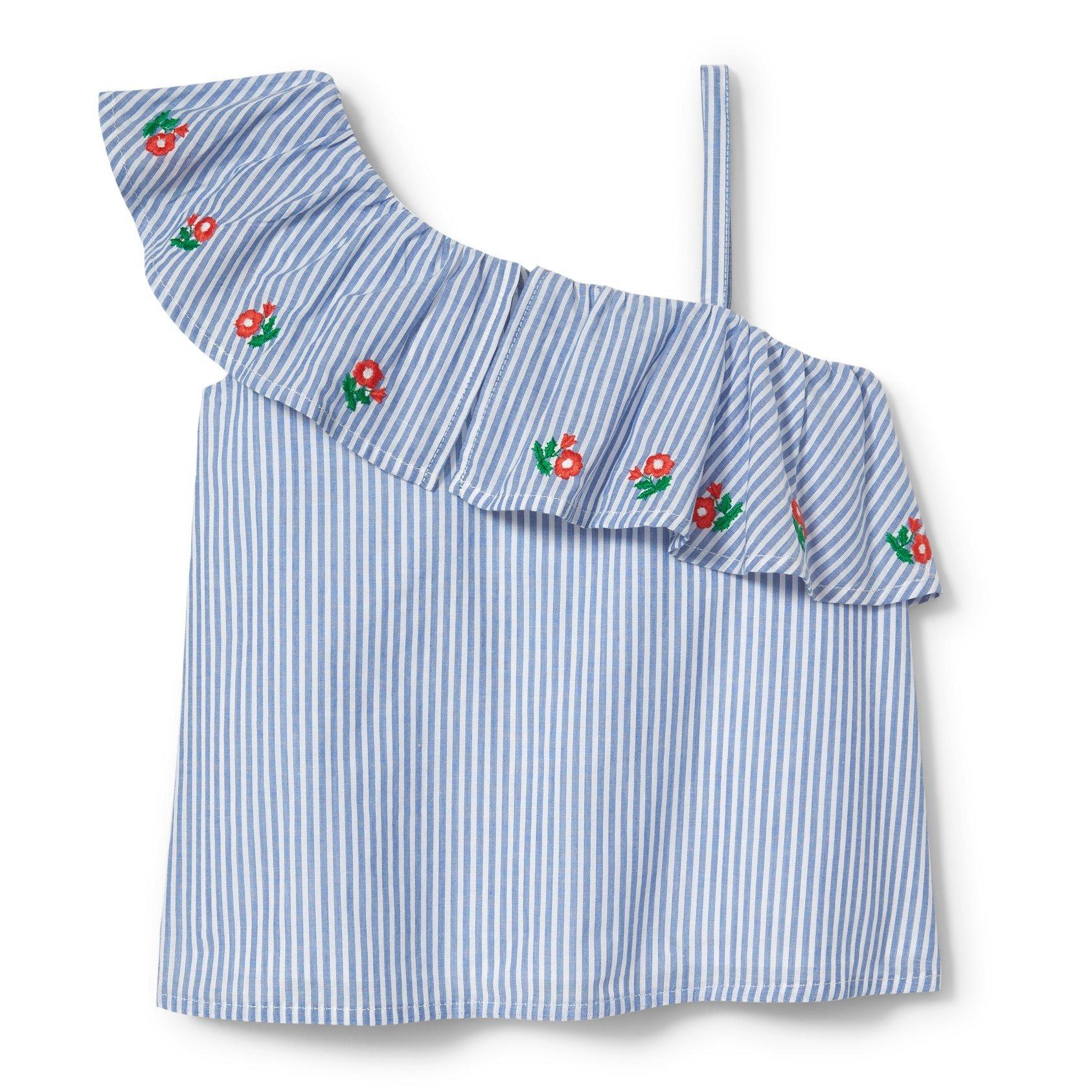 Striped Embroidered Poppy Top image number 1
