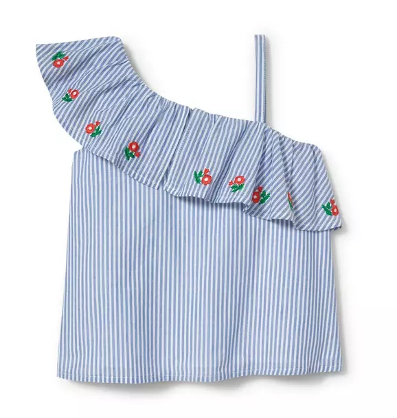 Striped Embroidered Poppy Top image number 1