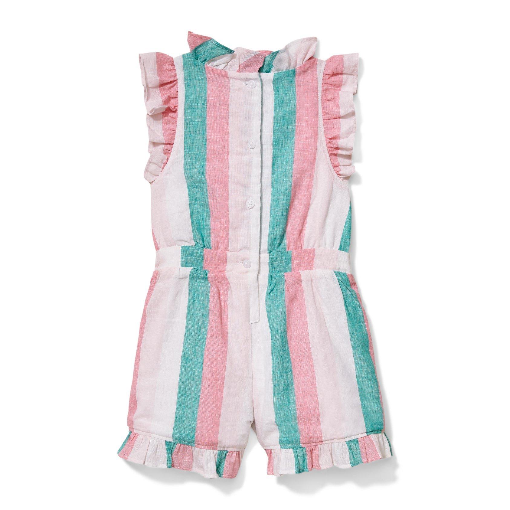 Striped Linen Romper image number 1