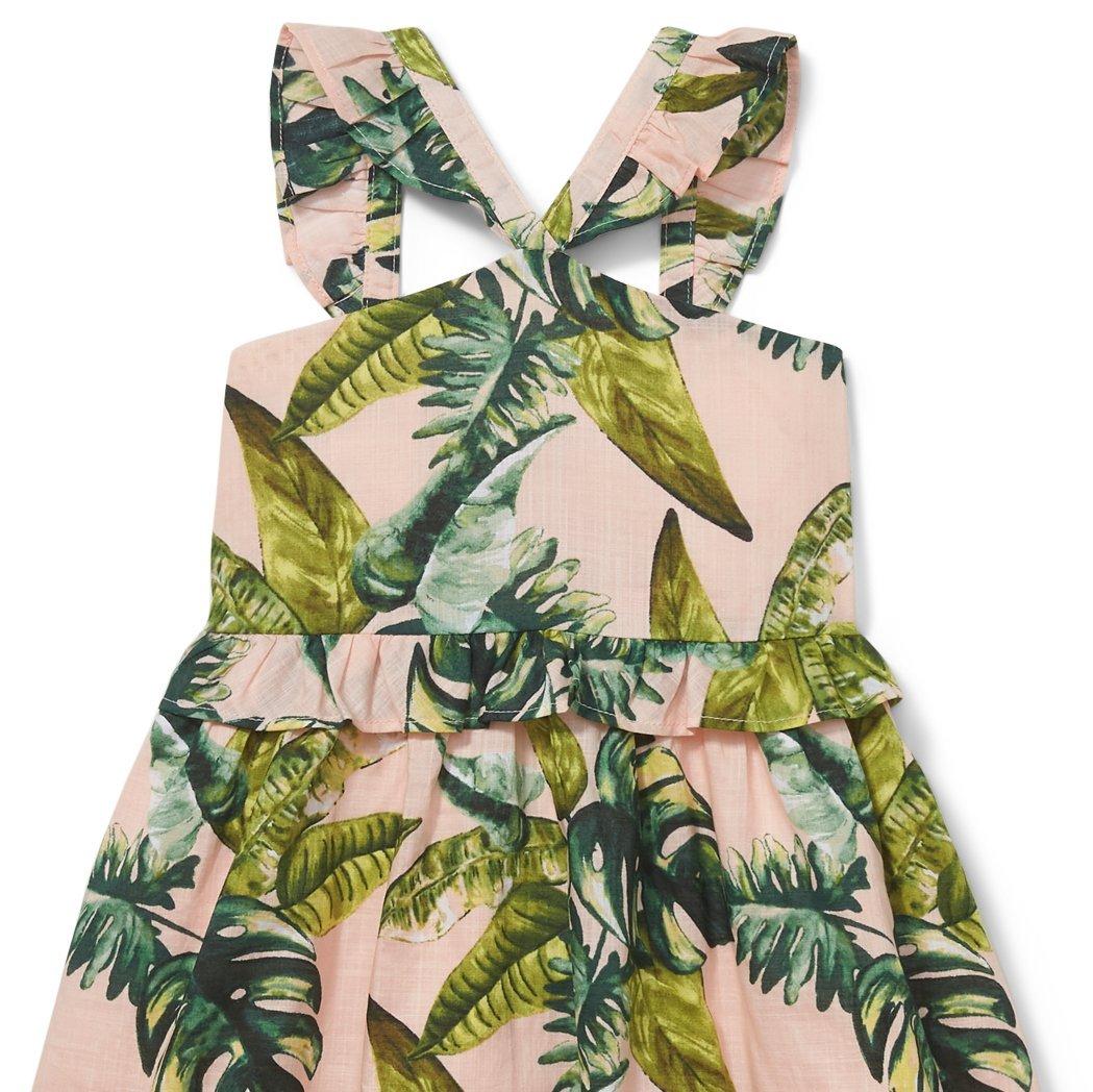 Ruffle Strap Palm Print Dress image number 3