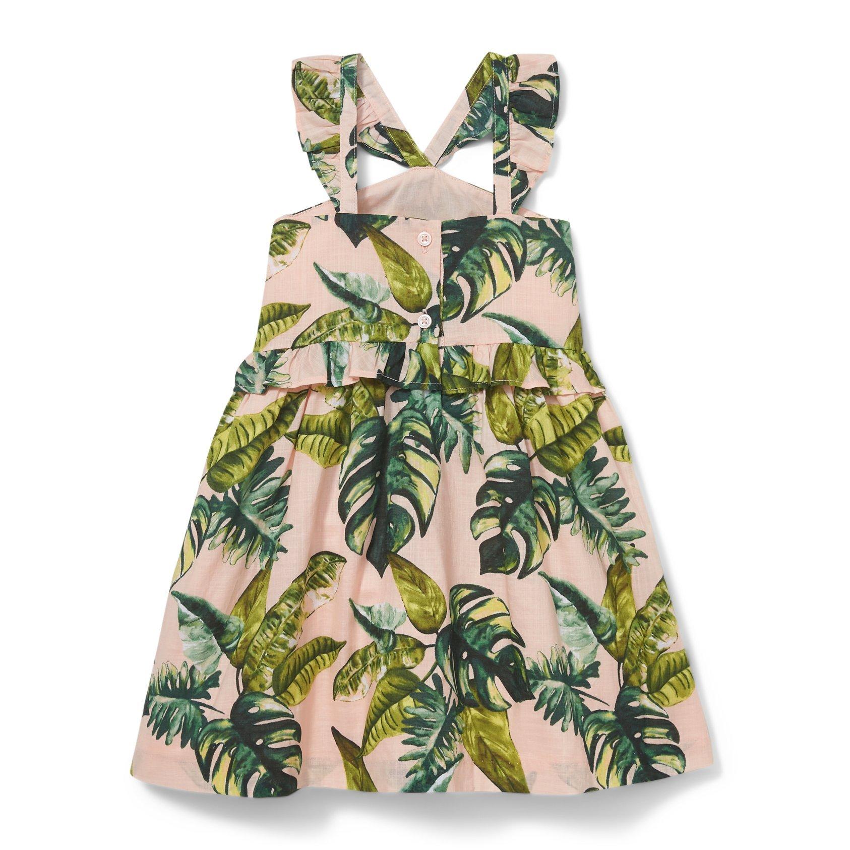 Ruffle Strap Palm Print Dress image number 2