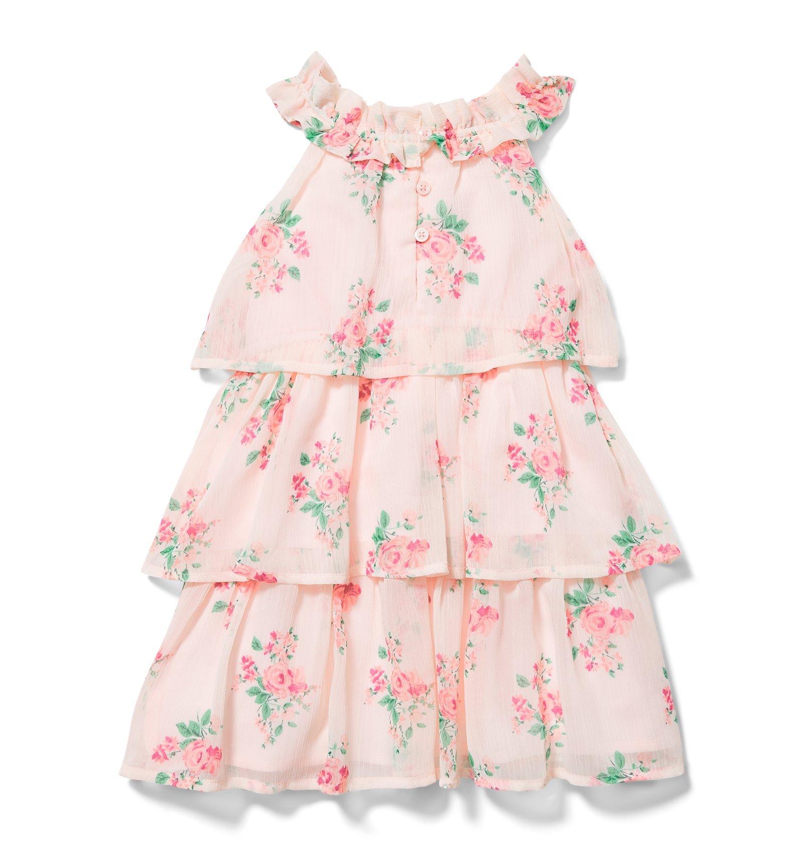 floral tiered chiffon dress