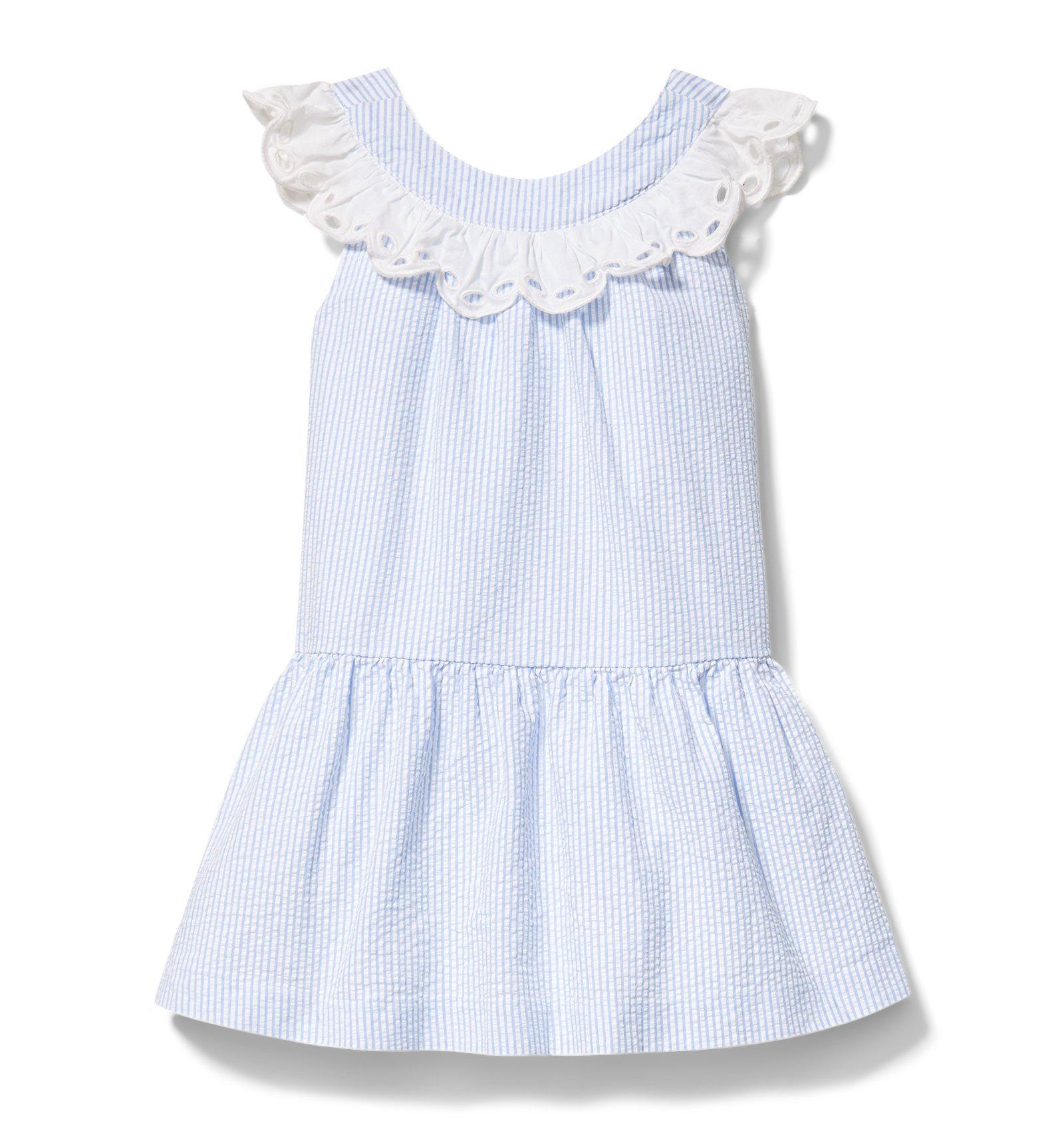 Girl Birdie Blue Stripe Drop Waist Seersucker Dress by Janie and Jack