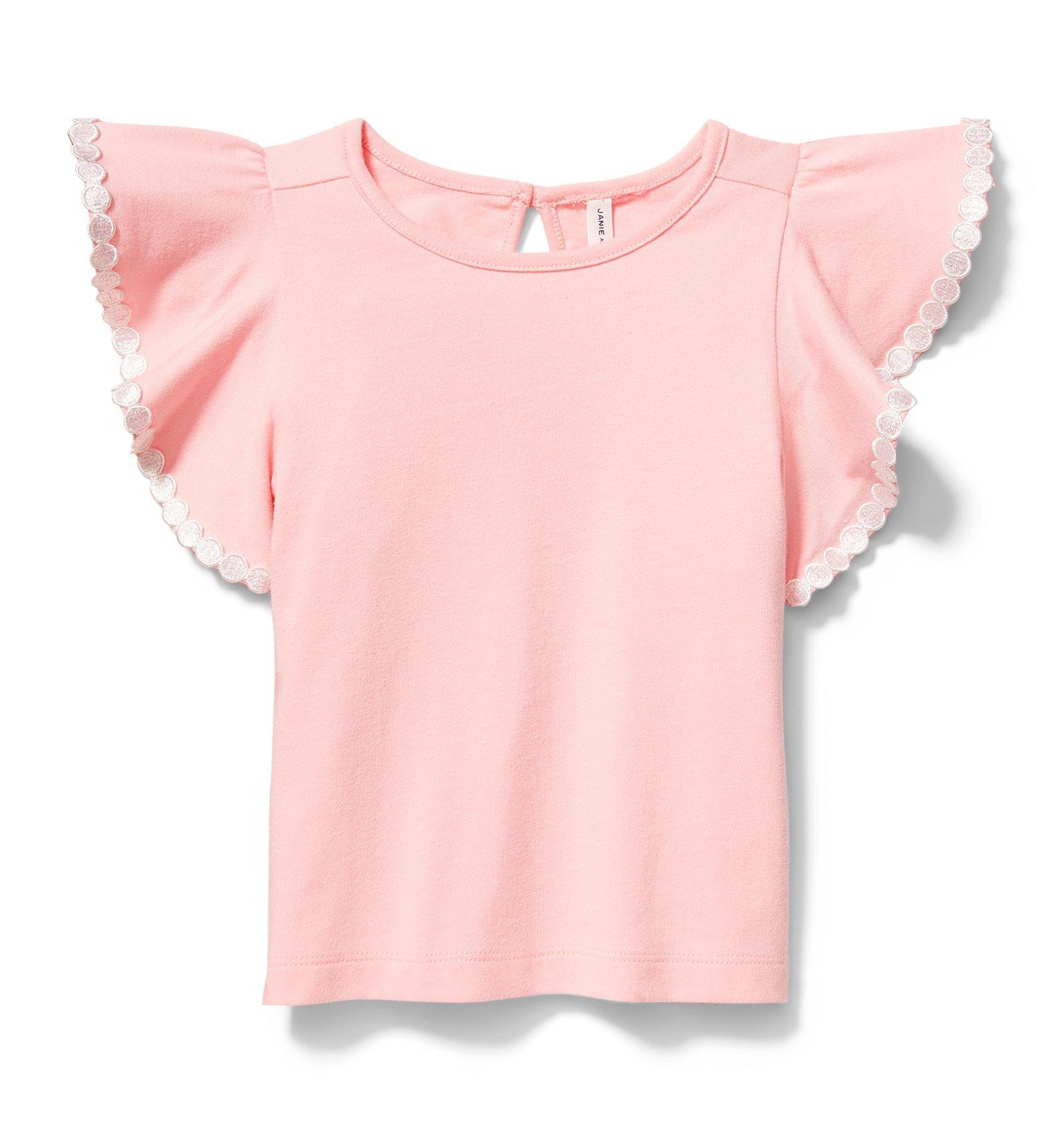 Dot Trim Ruffle Sleeve Top image number 0