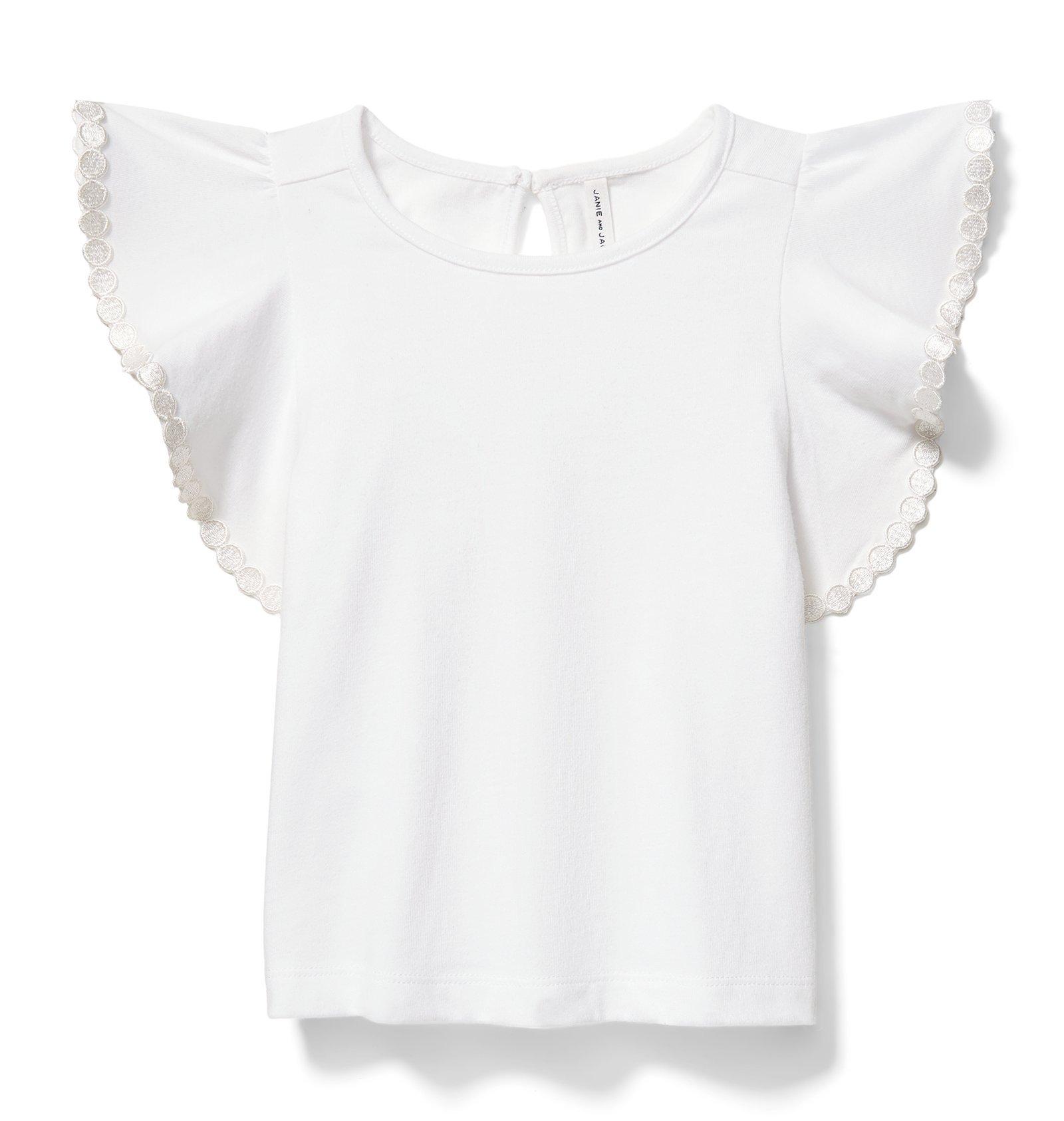 Dot Trim Ruffle Sleeve Top image number 0