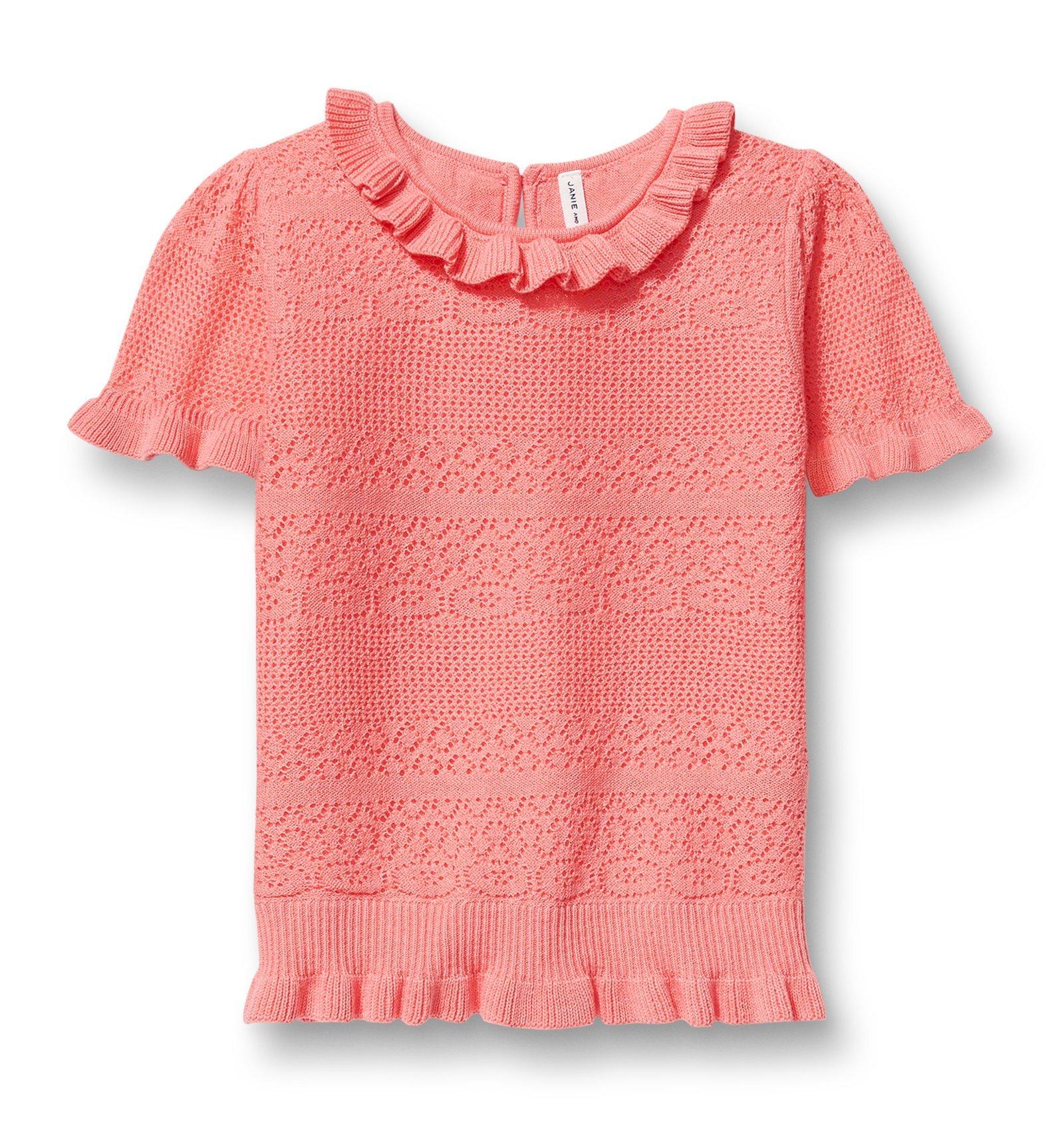 Pointelle Ruffle Neck Sweater image number 0