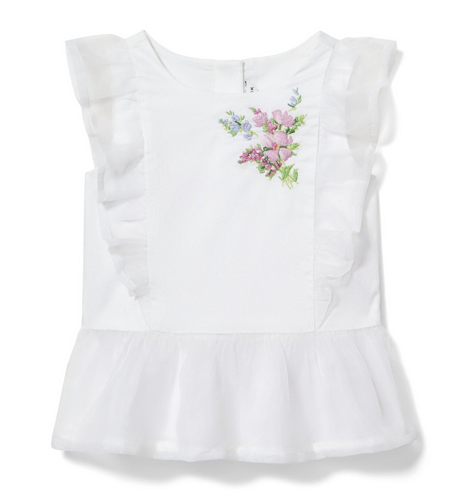 Embroidered Peplum Top