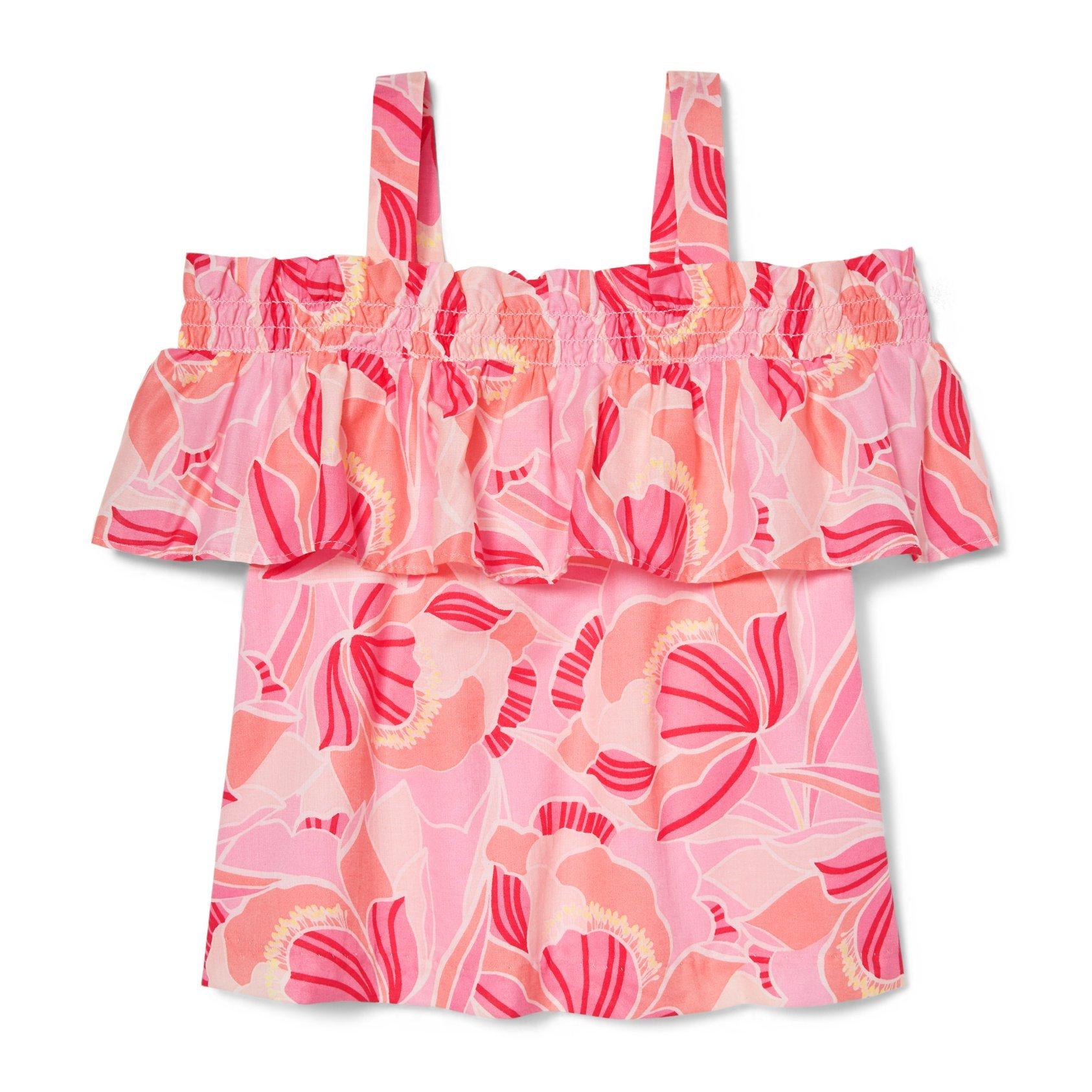 Peony Print Cold Shoulder Top image number 0