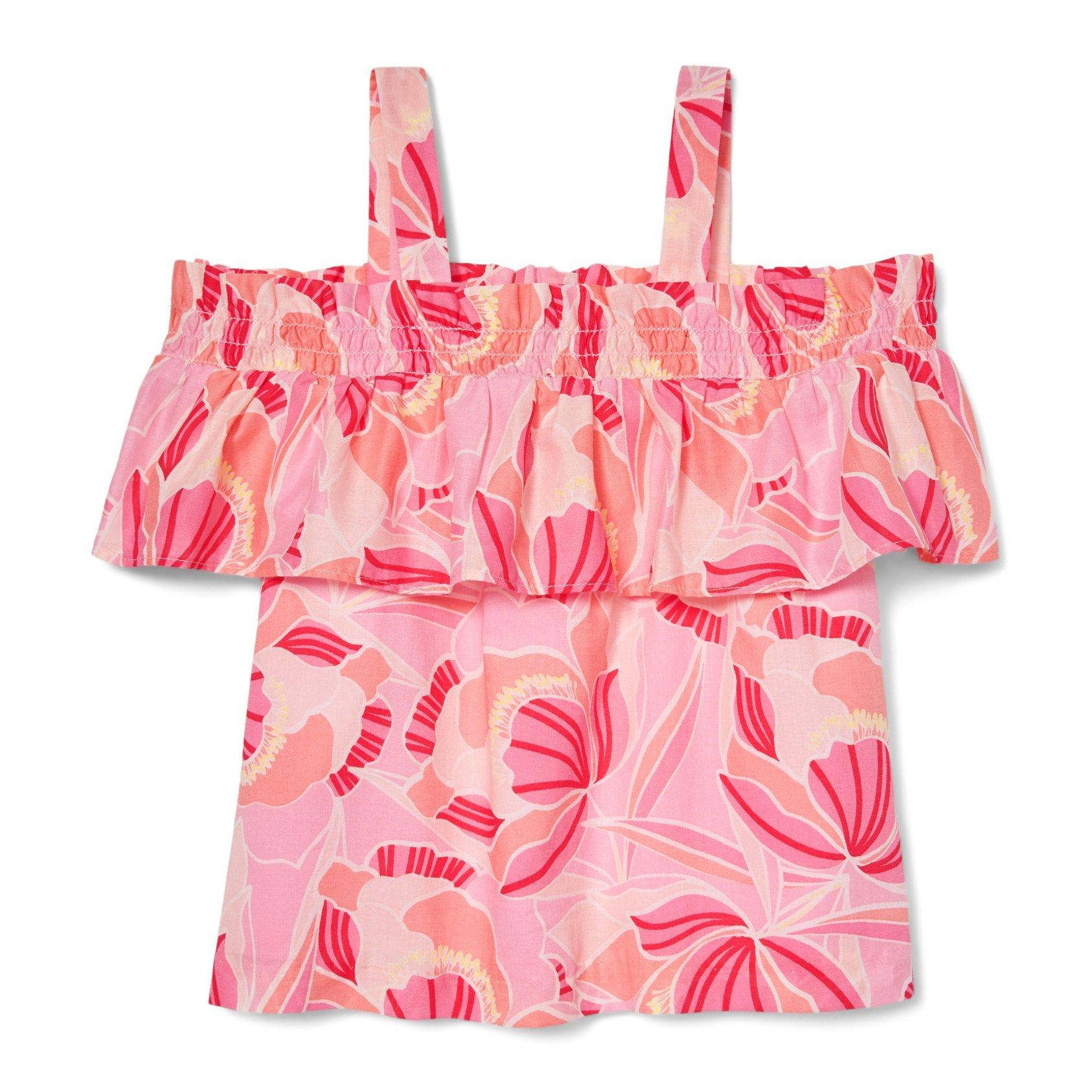 Peony Print Cold Shoulder Top image number 1