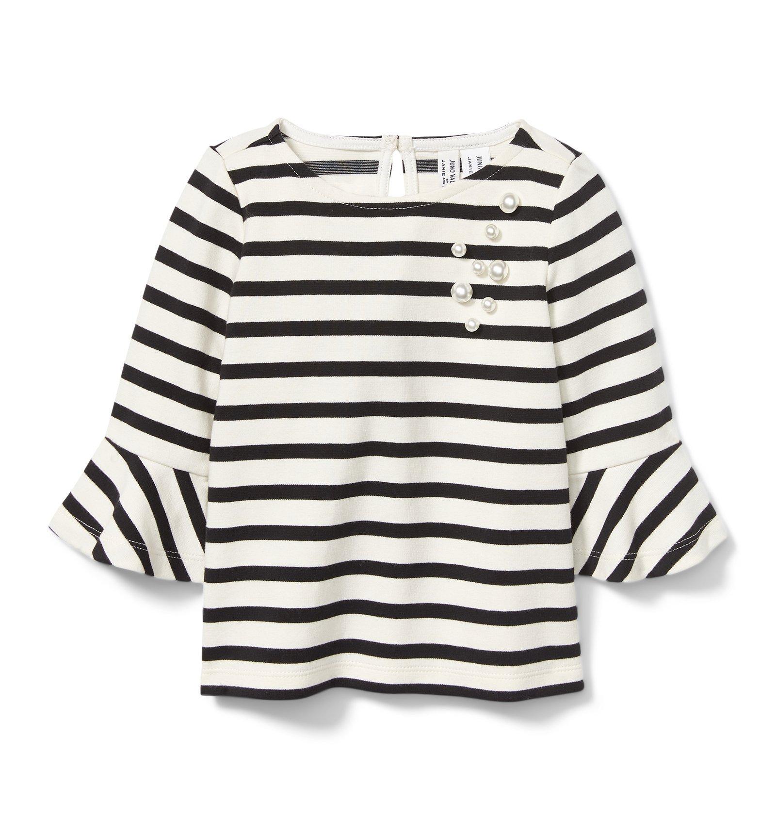 Juno Valentine Striped Faux Pearl Top  image number 0