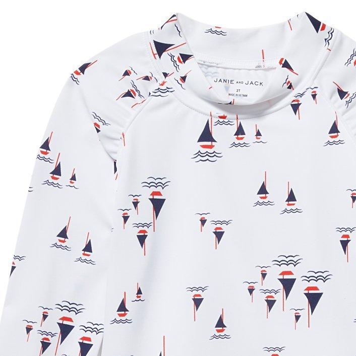 Sailboat Print Rash Guard Set image number 1