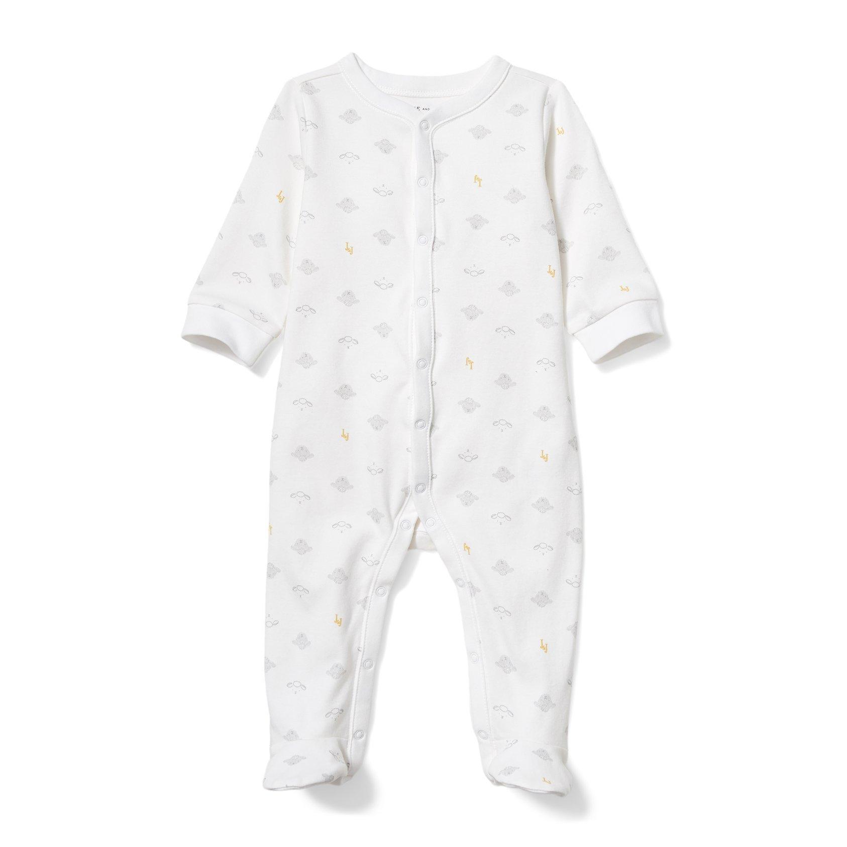 Newborn White Sheep Print Baby Sheep Footed 1-Piece by Janie and Jack