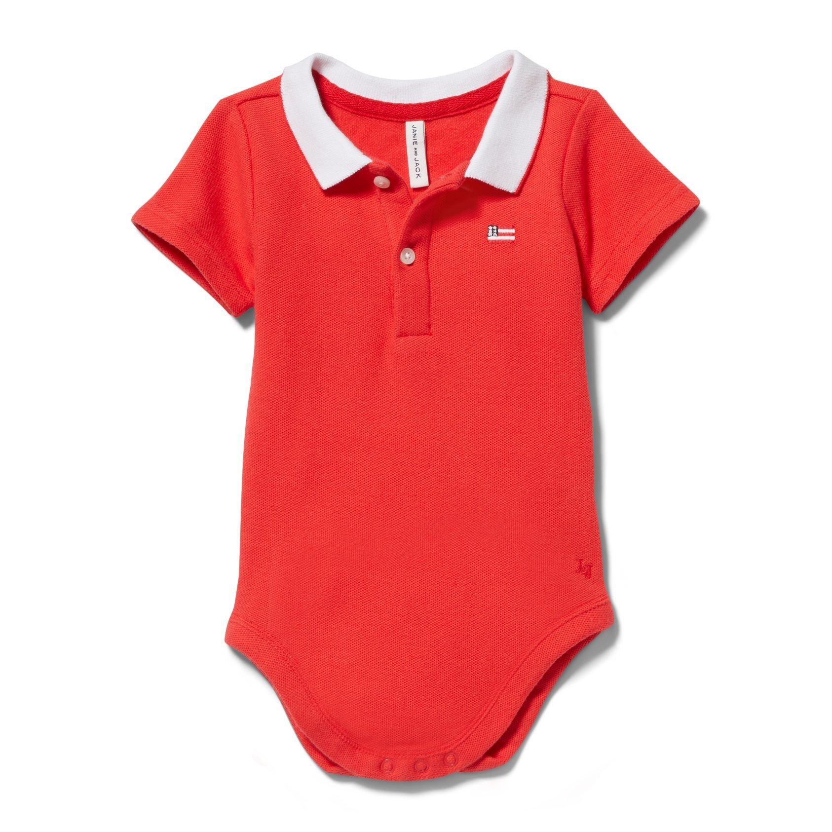 Newborn Tomato Red Pique Polo Bodysuit by Janie and Jack