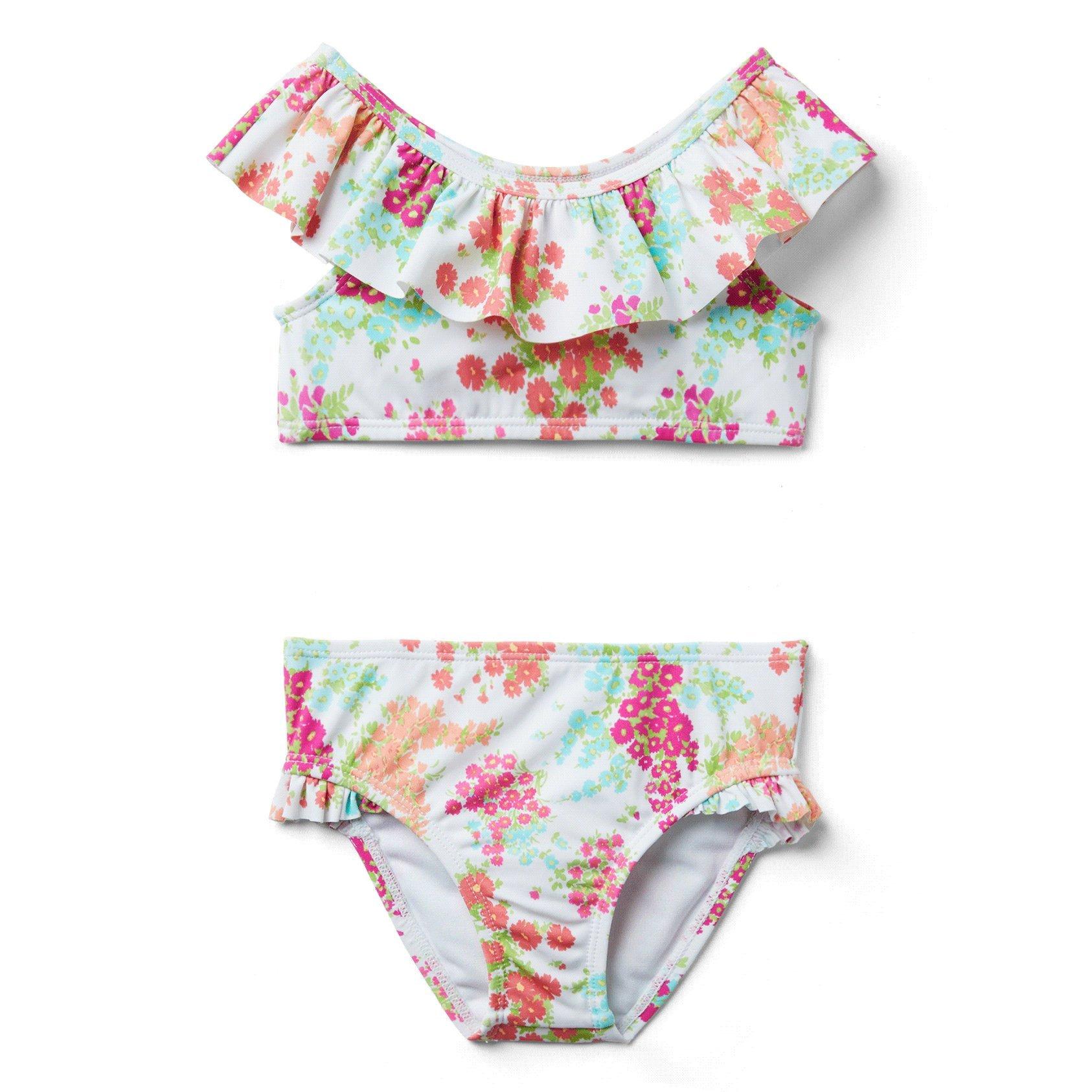 FLORAL RUFFLE 2-PIECE SWIMSUIT