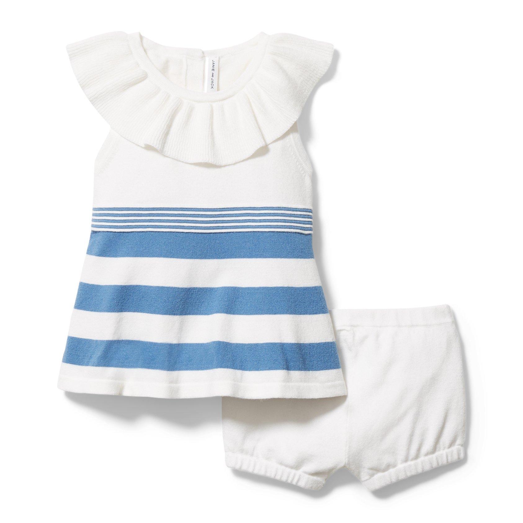 Baby Ruffle Collar Striped Matching Set image number 0