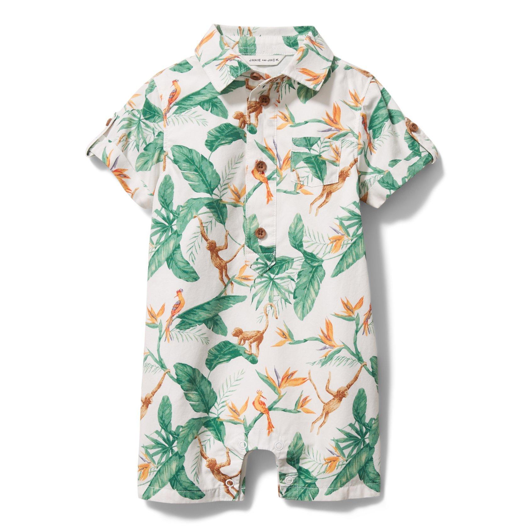 sibling matches for summer, tropical boy romper
