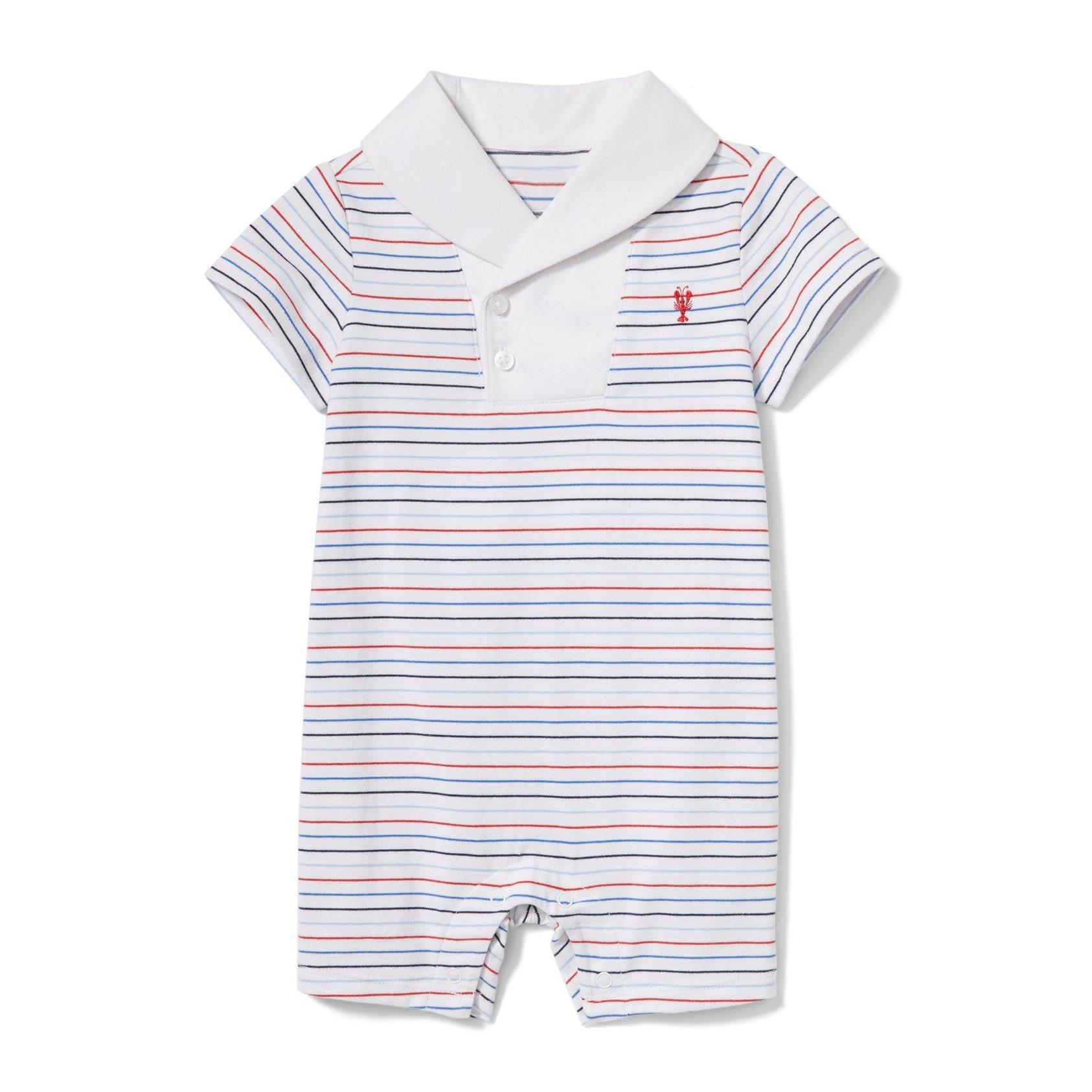 Baby Striped Shawl Collar Romper image number 0