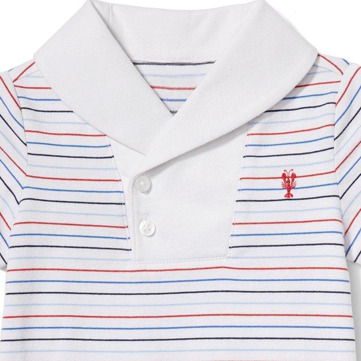 Baby Striped Shawl Collar Romper image number 1