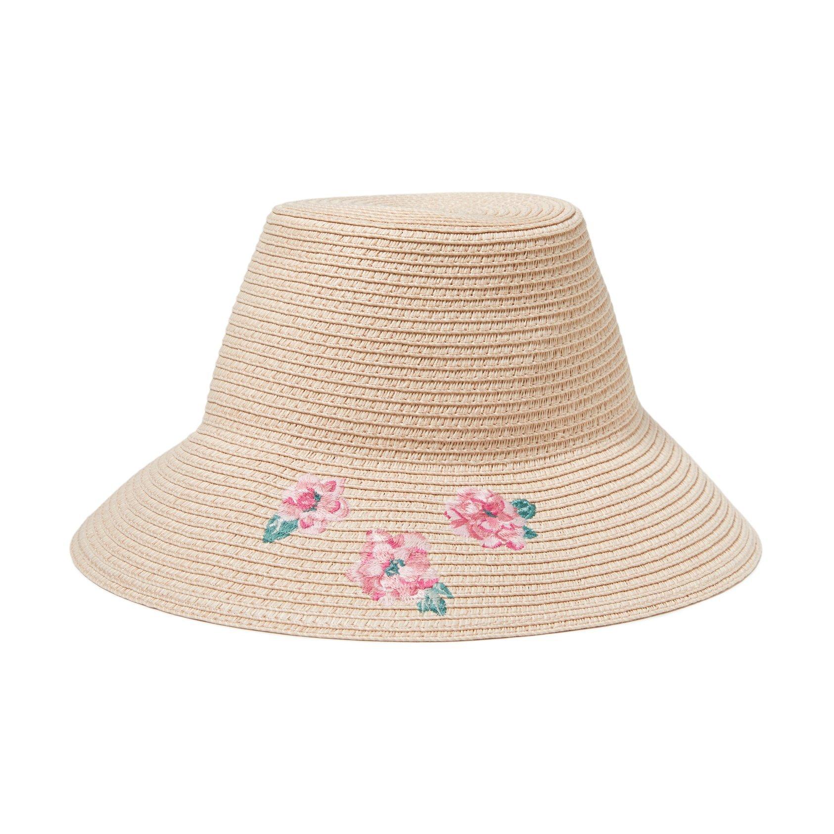 Embroidered Floral Straw Hat image number 0