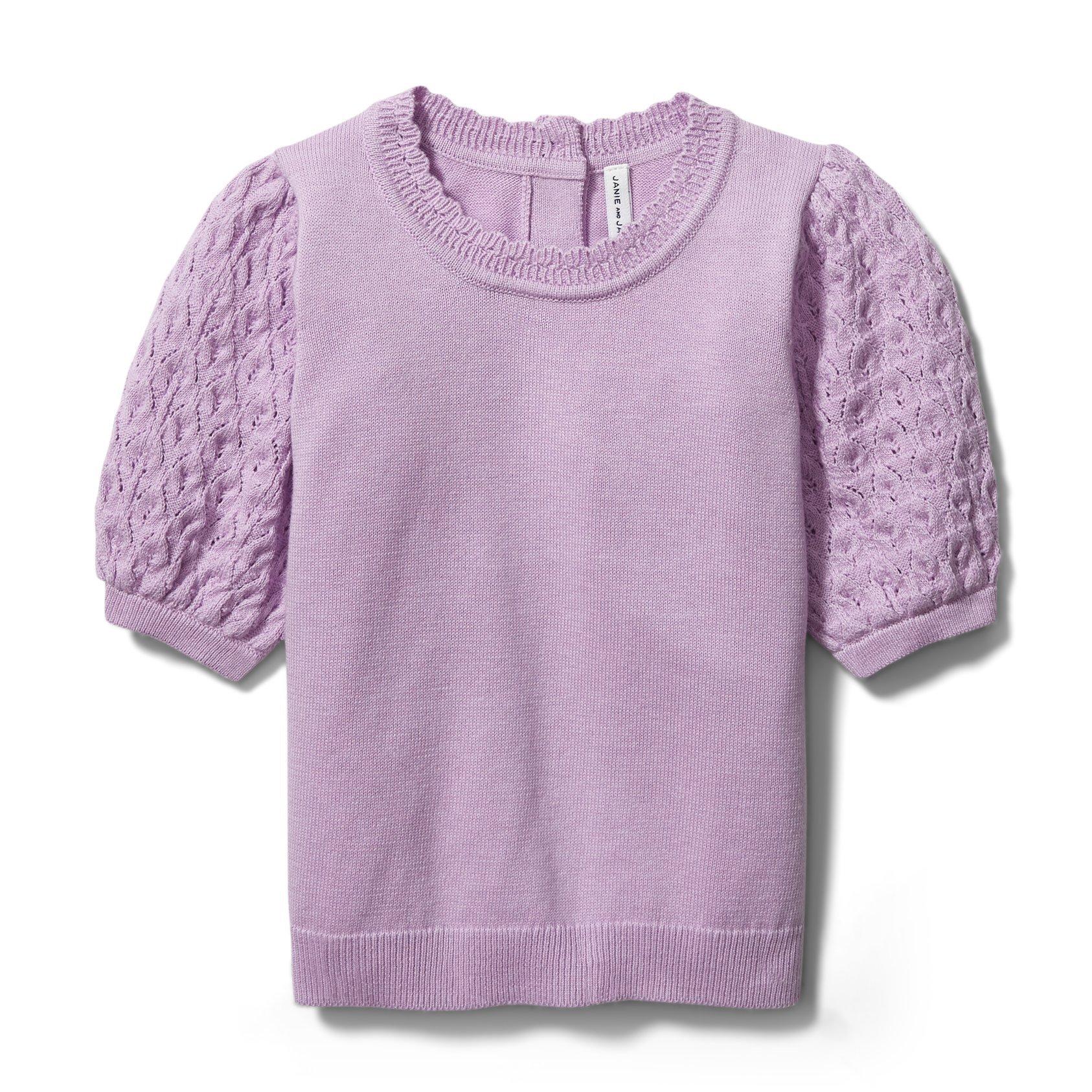 Textured Puff Sleeve Sweater Top