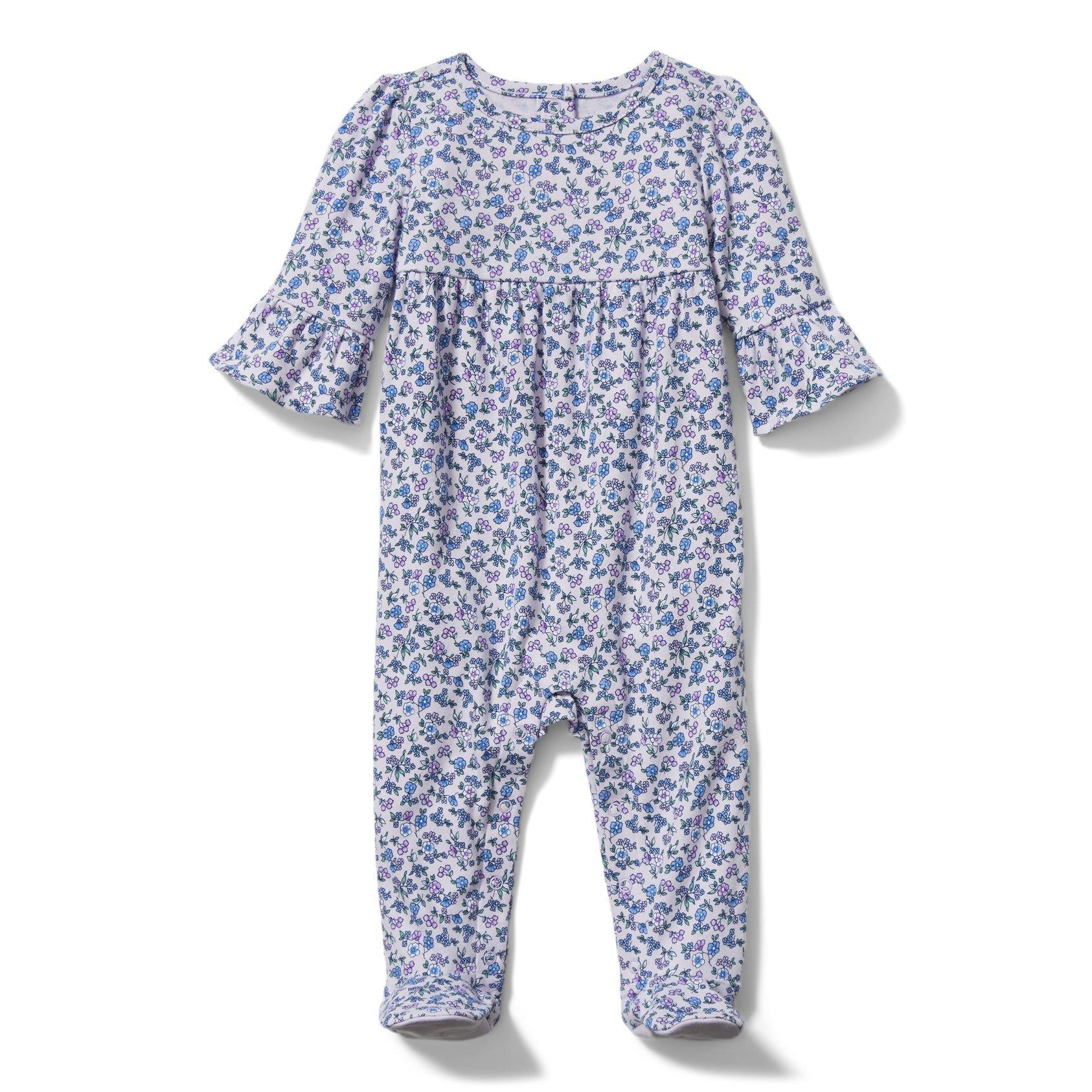 Baby Floral Ruffle Cuff Footed 1-Piece image number 0