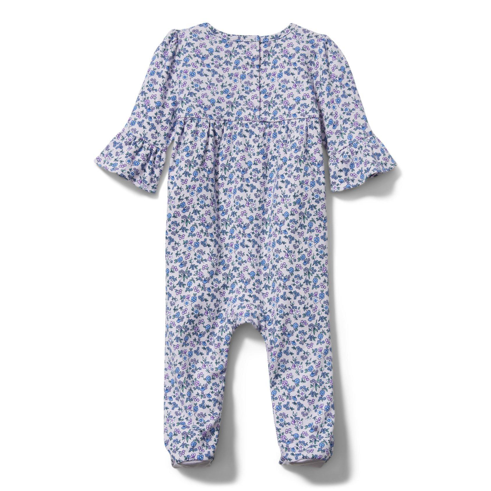 Baby Floral Ruffle Cuff Footed 1-Piece image number 2
