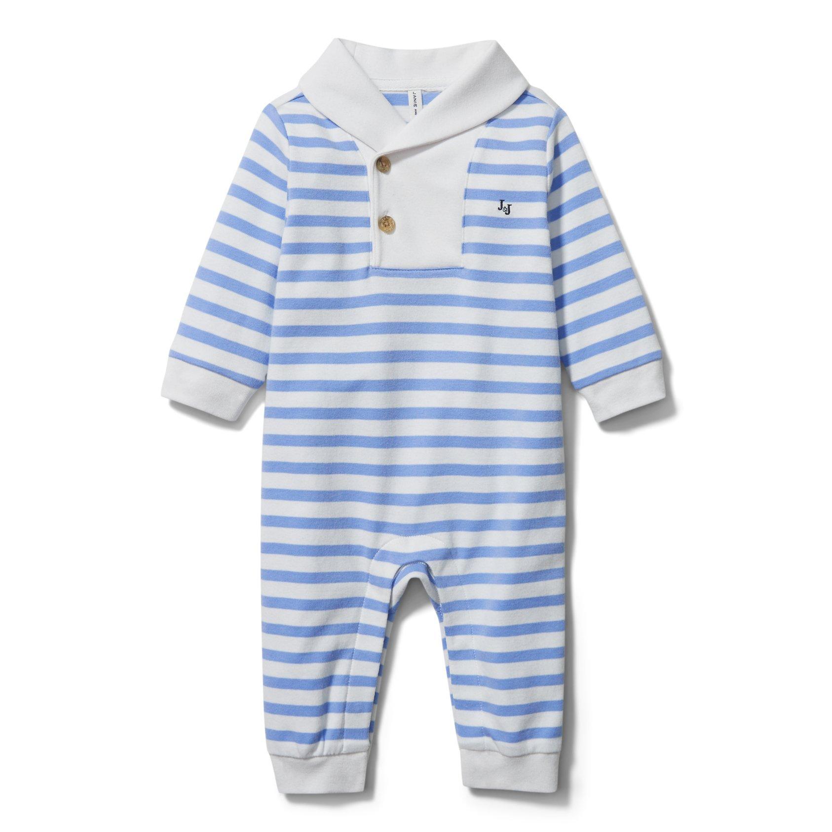 Baby Striped Shawl Collar 1-Piece image number 0