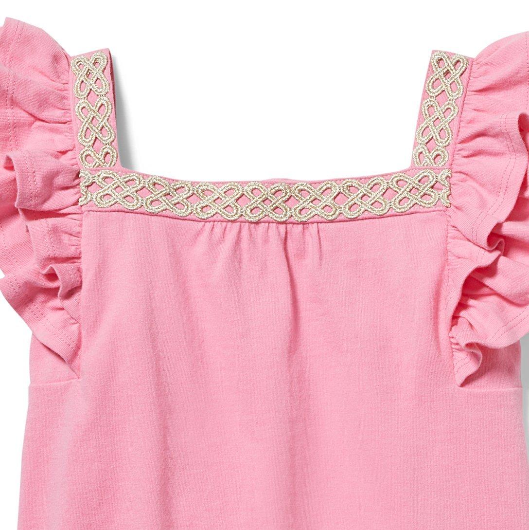 Brocade Trim Ruffle Sleeve Top image number 1