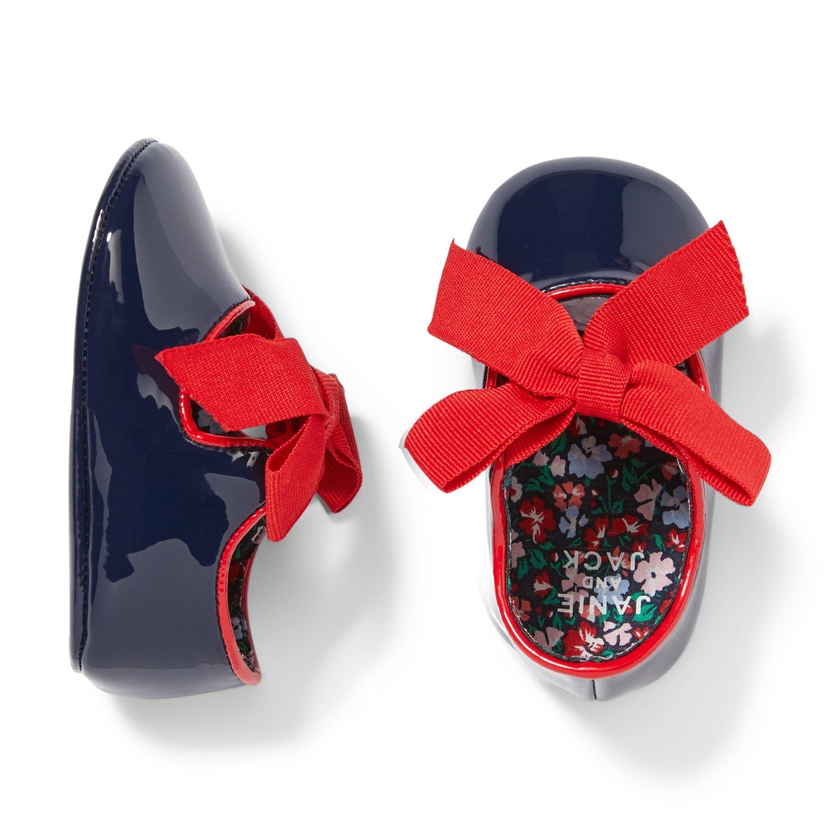 Baby Patent Bow Crib Shoe