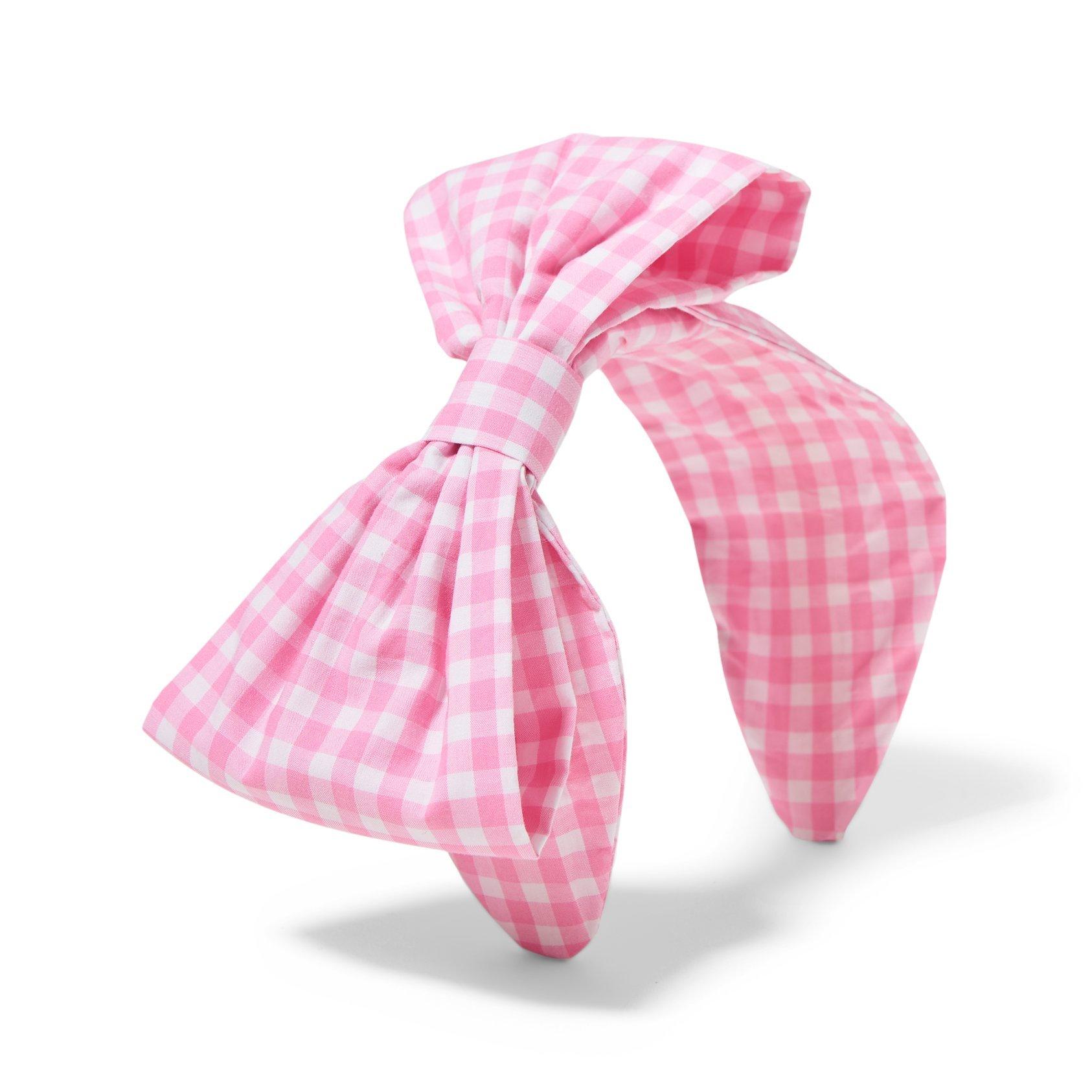 Pink Gingham Bow Headband image number 0
