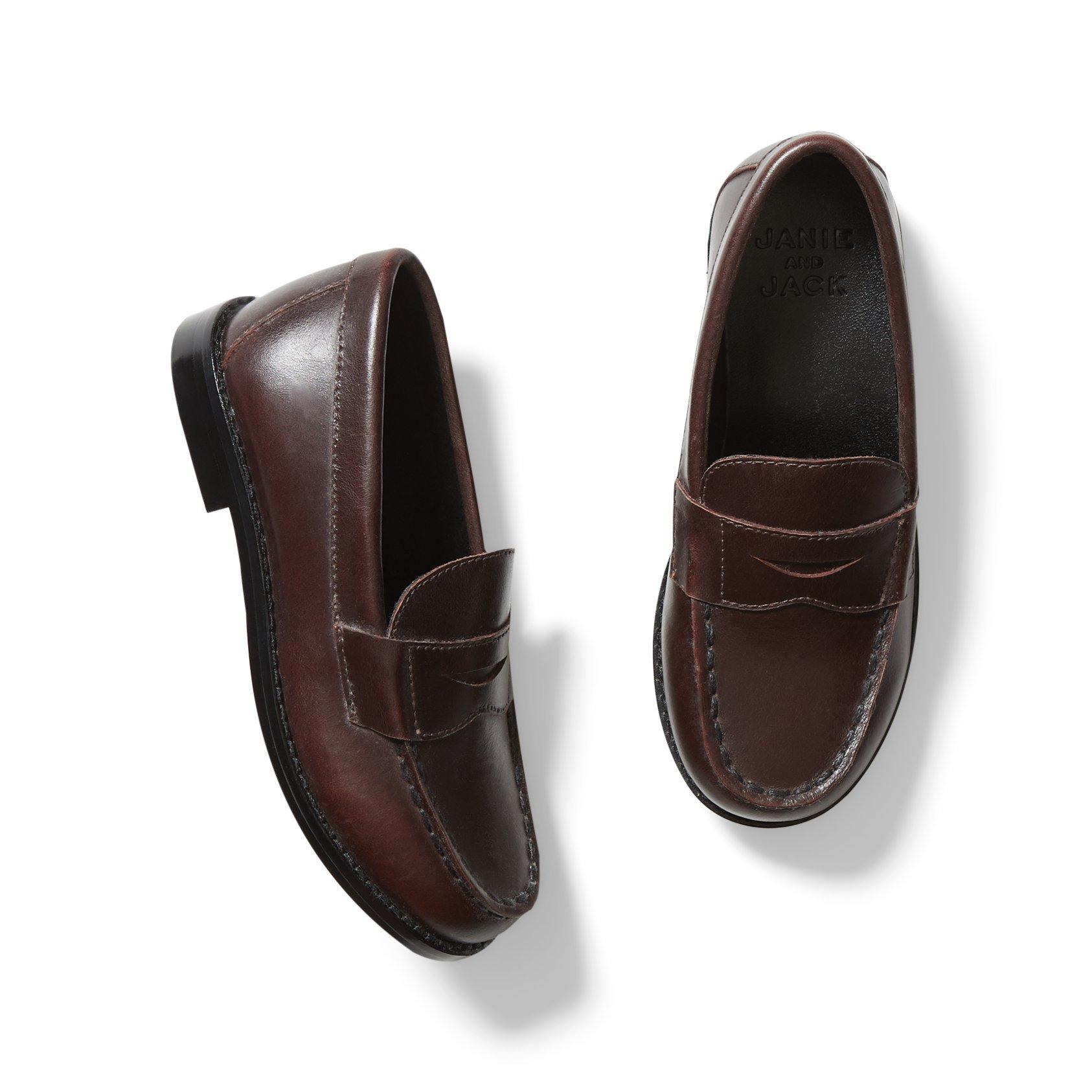 Boy Cocoa Leather Penny Loafer by Janie and Jack