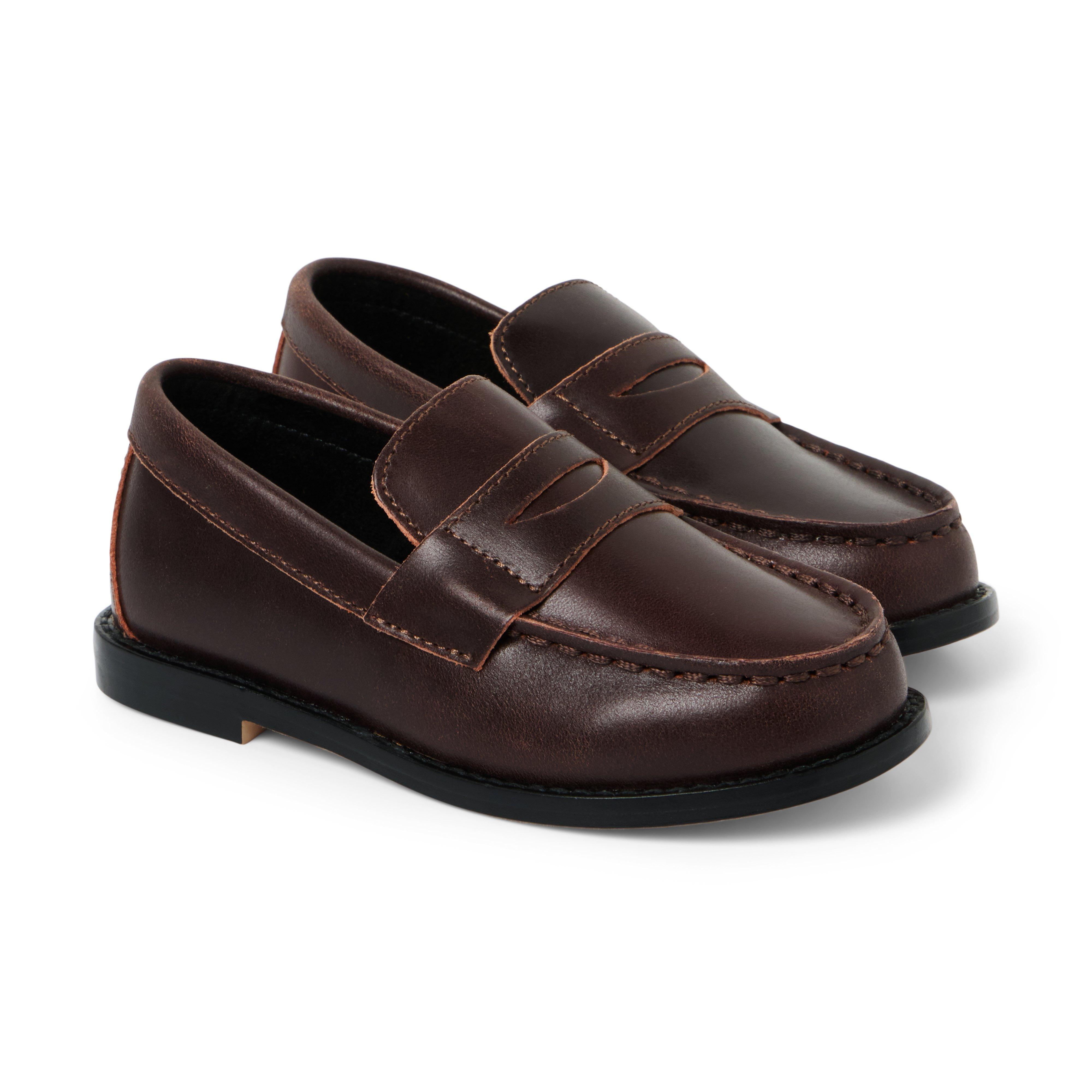 Boy Cocoa Leather Penny Loafer by Janie and Jack