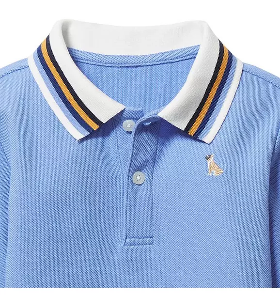 Striped Collar Pique Polo image number 1