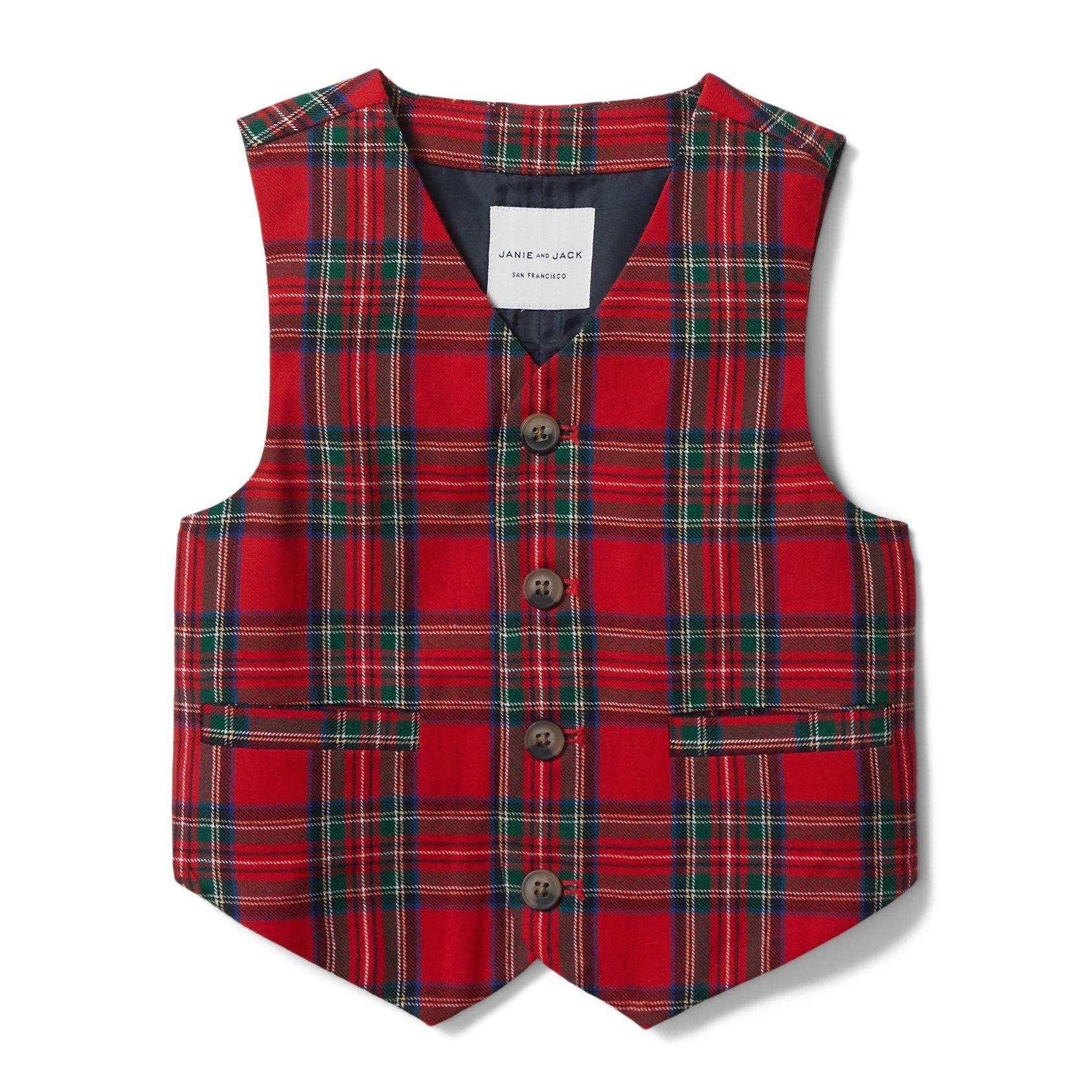 Plaid Wool Suit Vest image number 0
