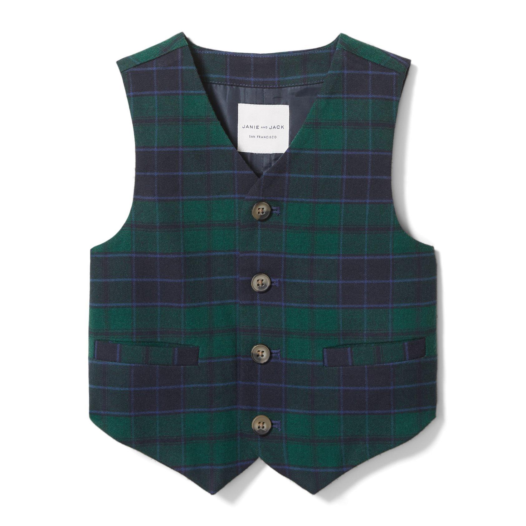 Plaid Wool Suit Vest  image number 0