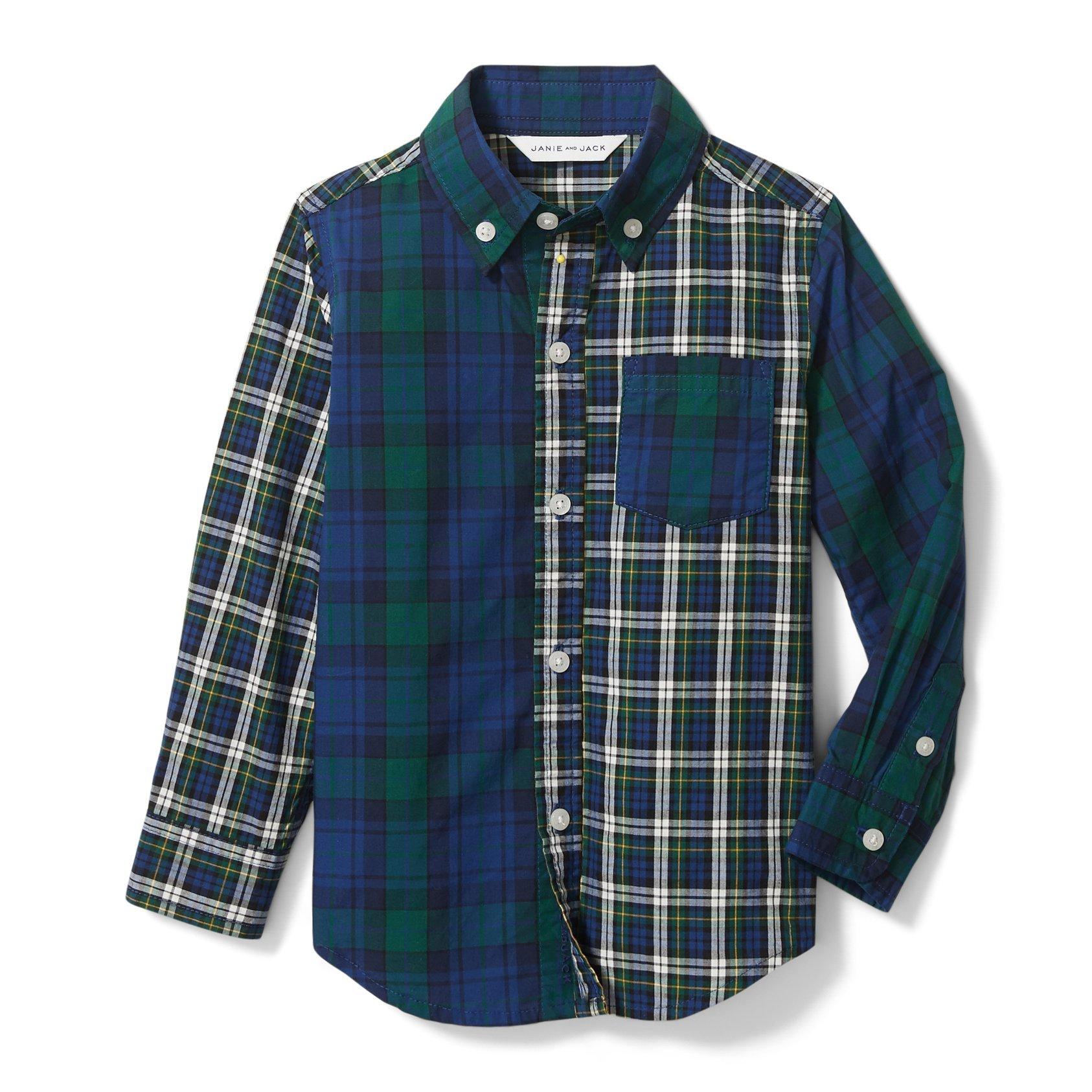 Colorblocked Plaid Shirt 