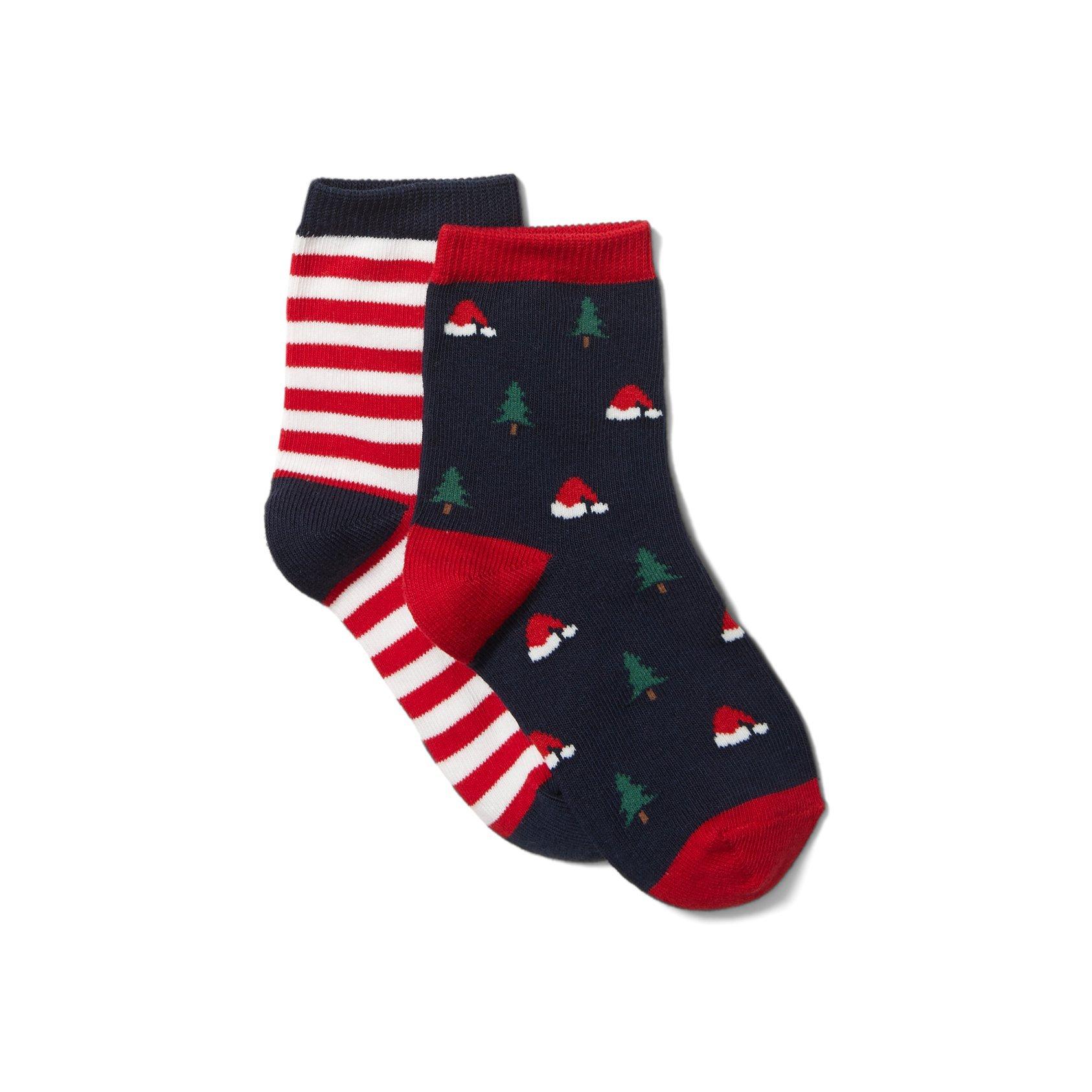 Striped And Santa Hat Sock 2-Pack  image number 0