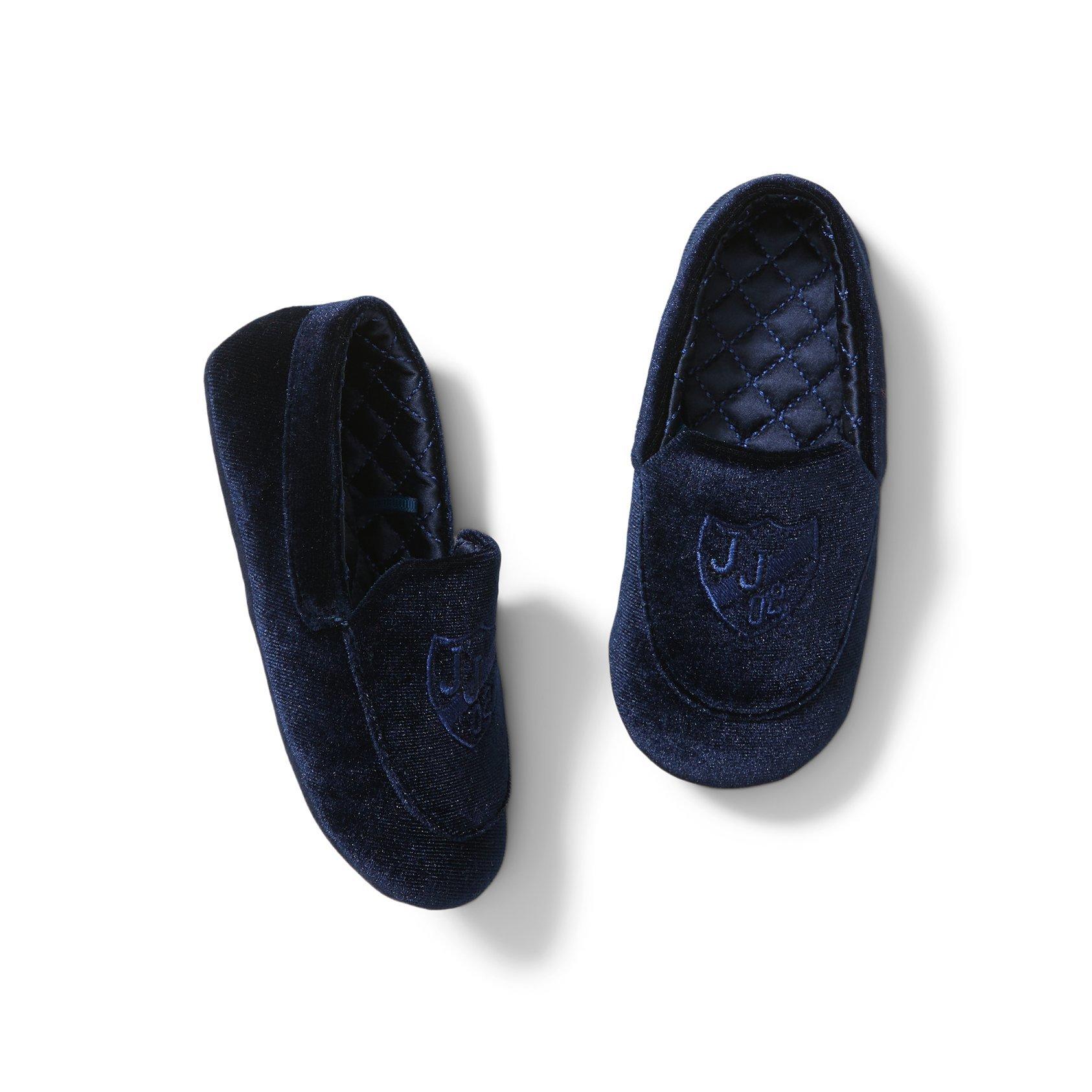 Boy Connor Navy Velvet Logo Slipper by Janie and Jack