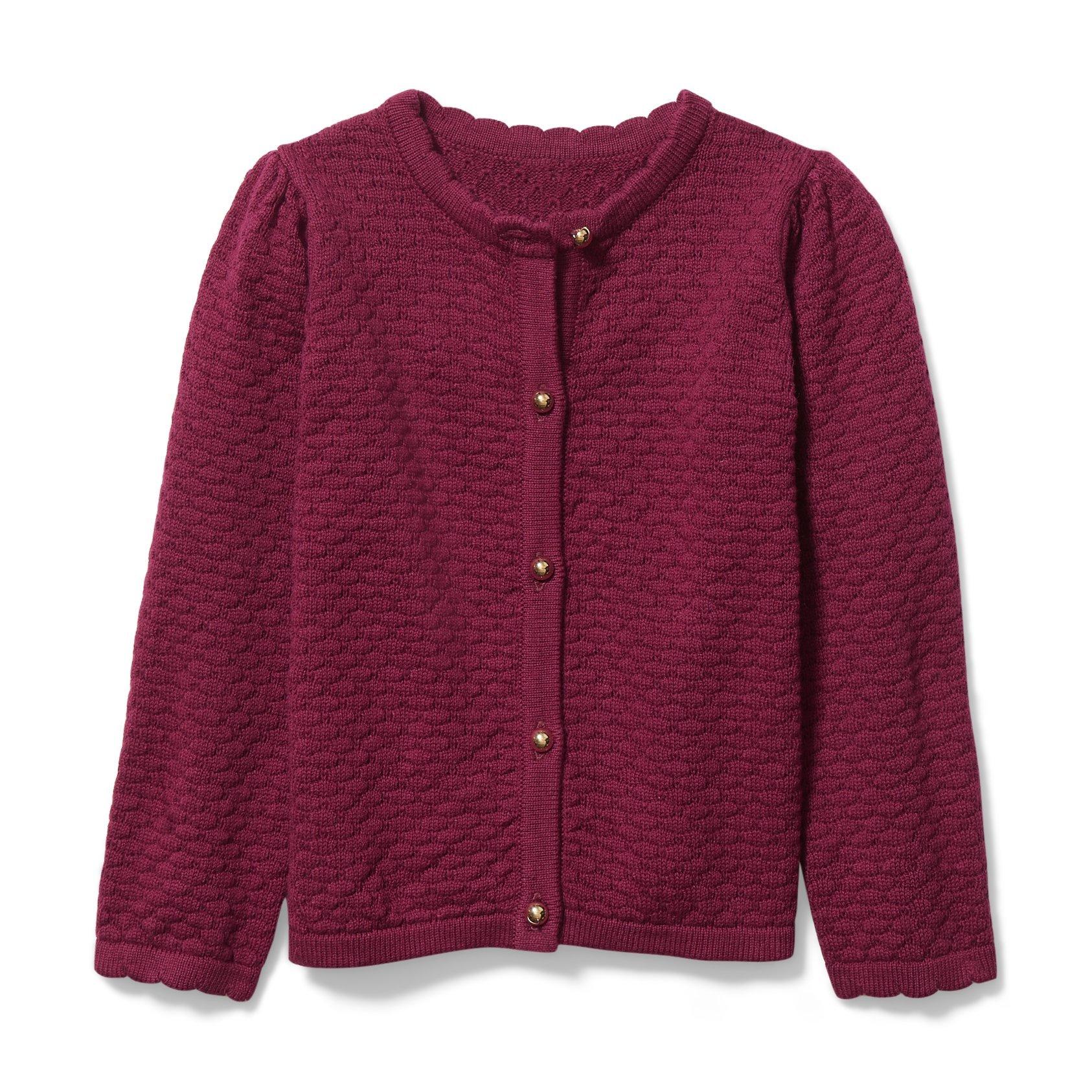 Girl Library Berry Scalloped Pointelle Cardigan by Janie and Jack