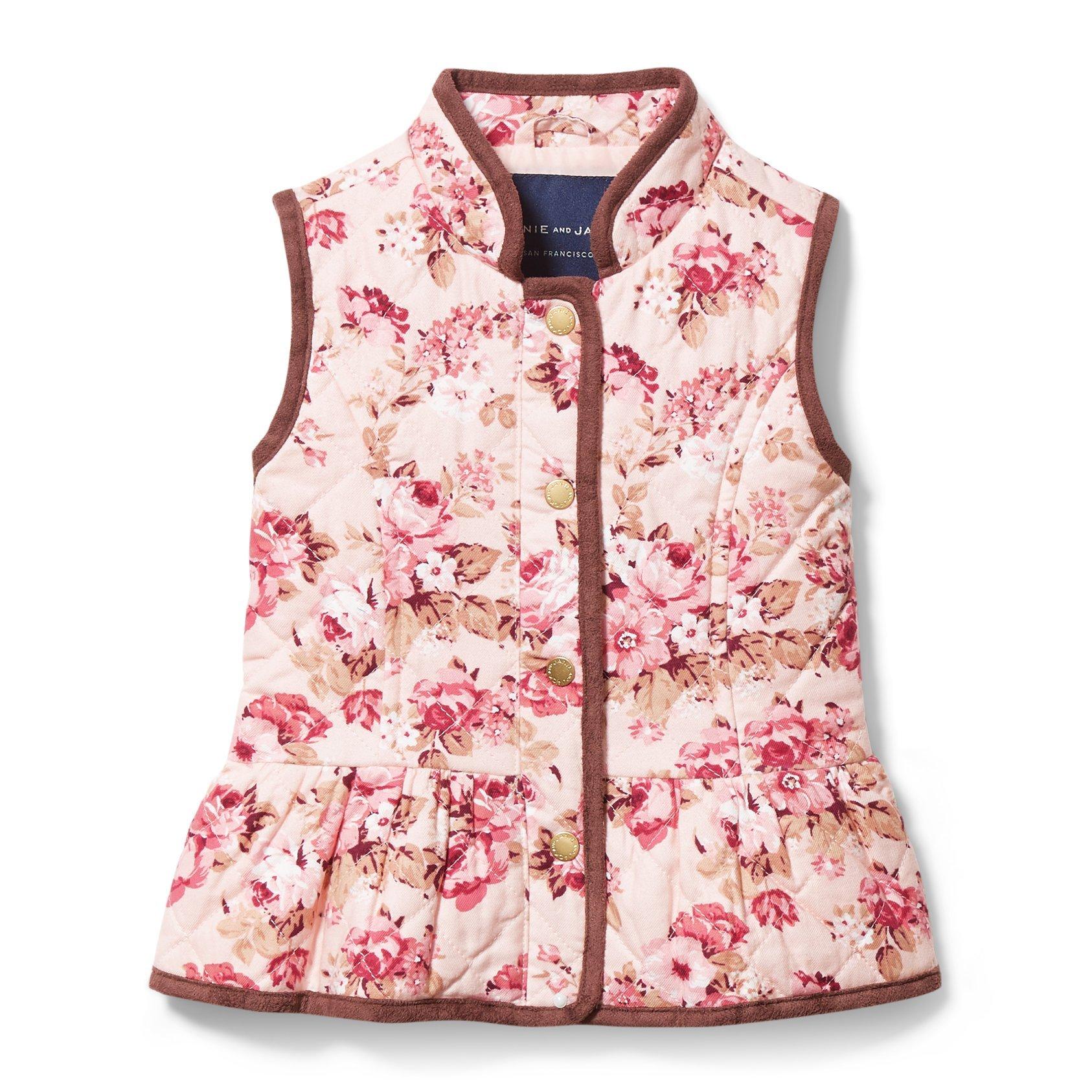 Girl Gossamer Pink Floral Quilted Floral Vest by Janie and Jack