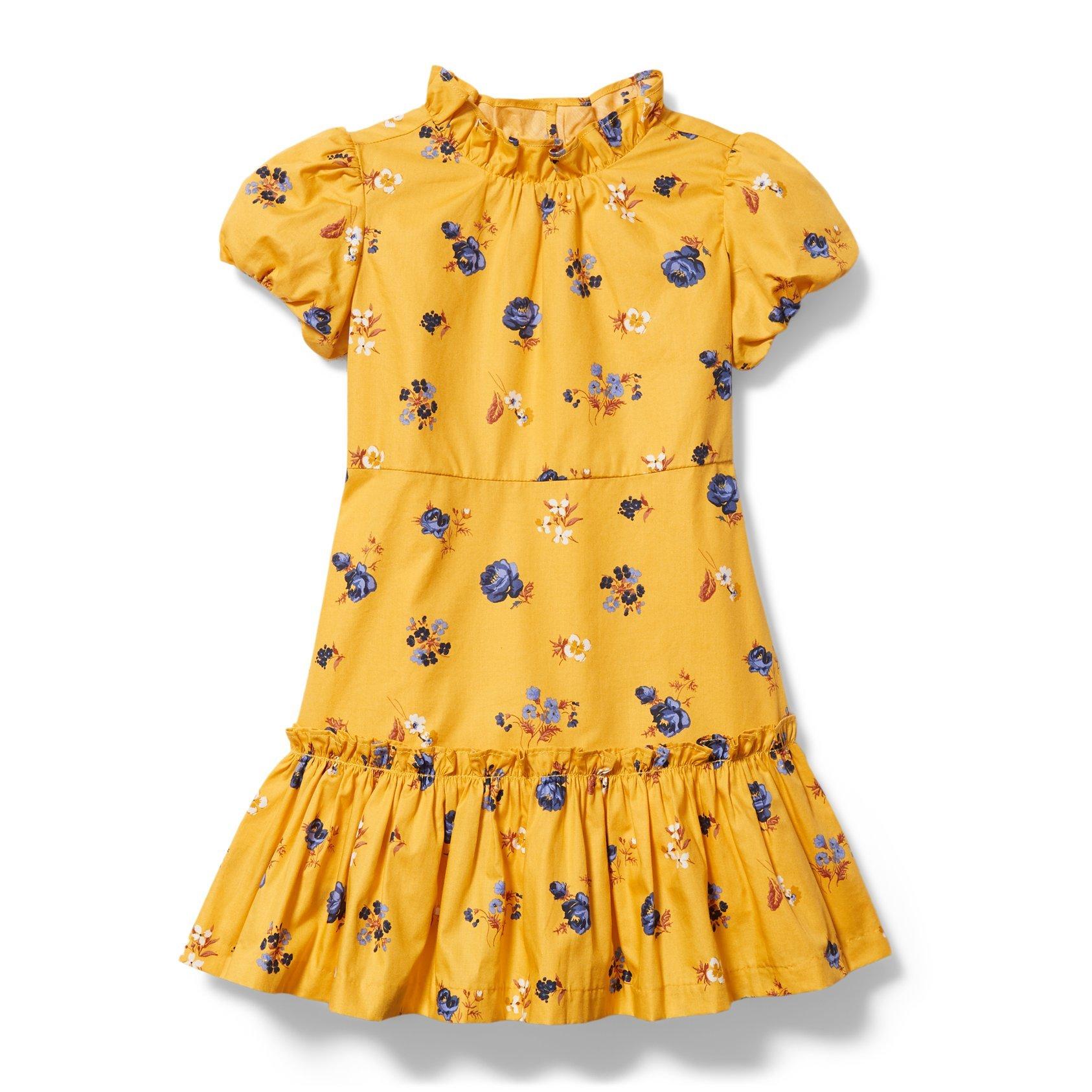 Girl Yolk Yellow Floral Floral Ruffle Hem Dress by Janie and Jack