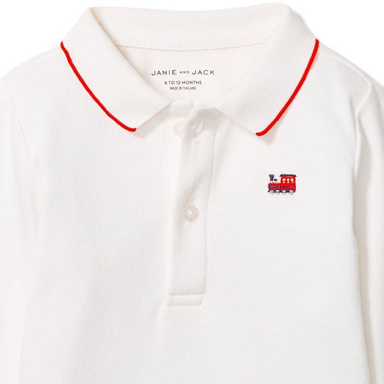 Baby Train Polo Bodysuit image number 1