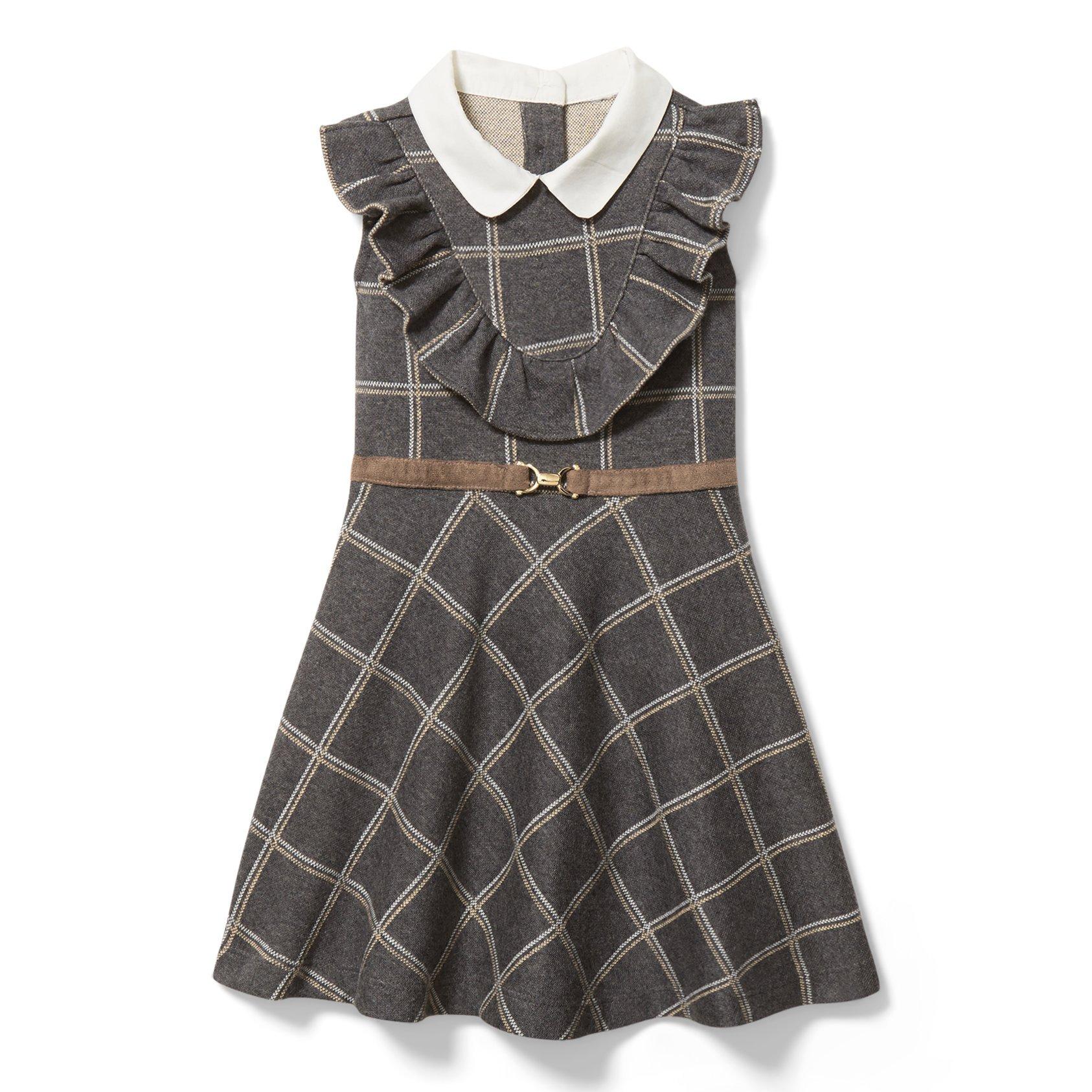 Windowpane Ruffle Ponte Dress image number 0