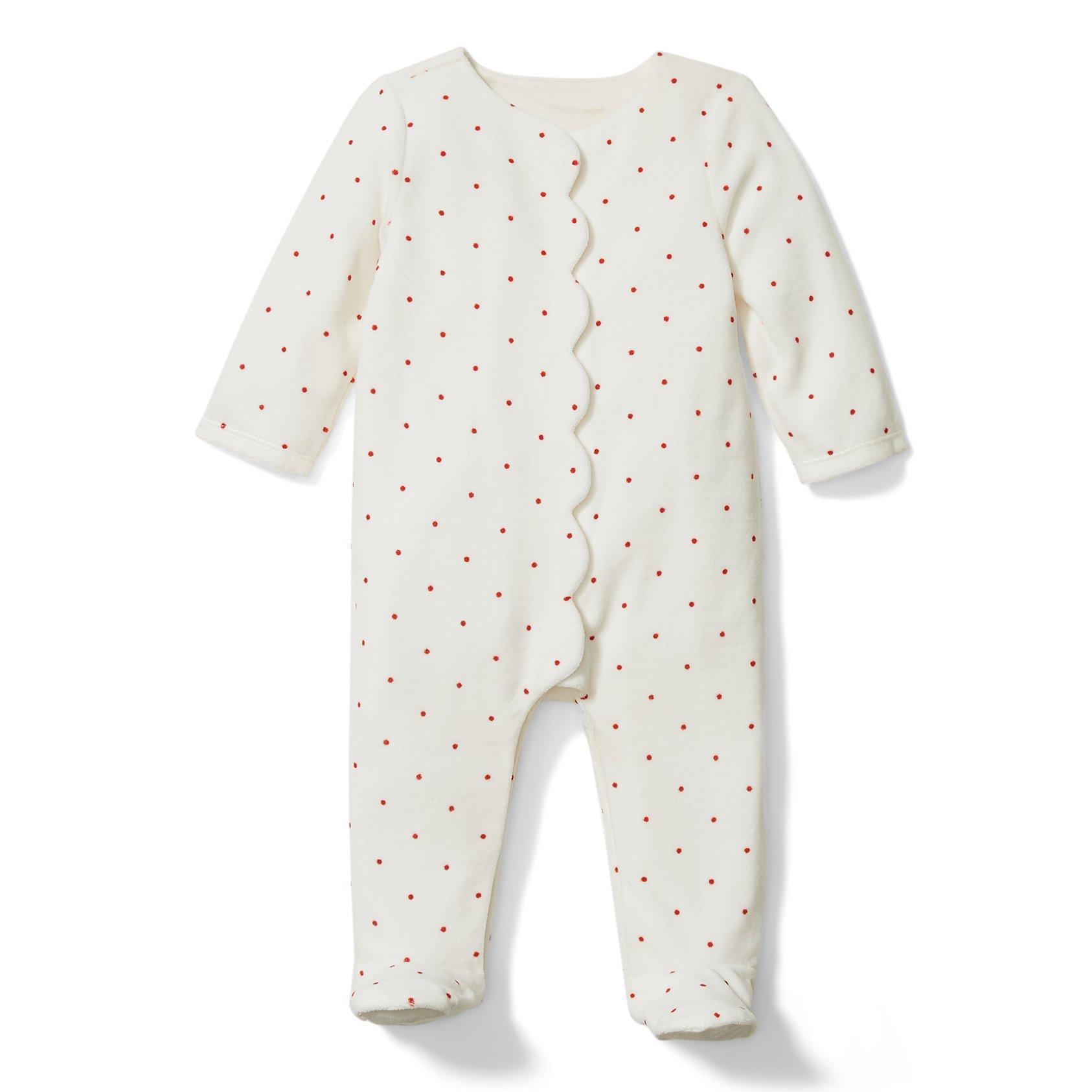 Baby Dot Velour Footed 1-Piece image number 0