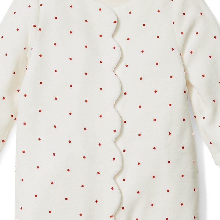 Baby Dot Velour Footed 1-Piece image number 1