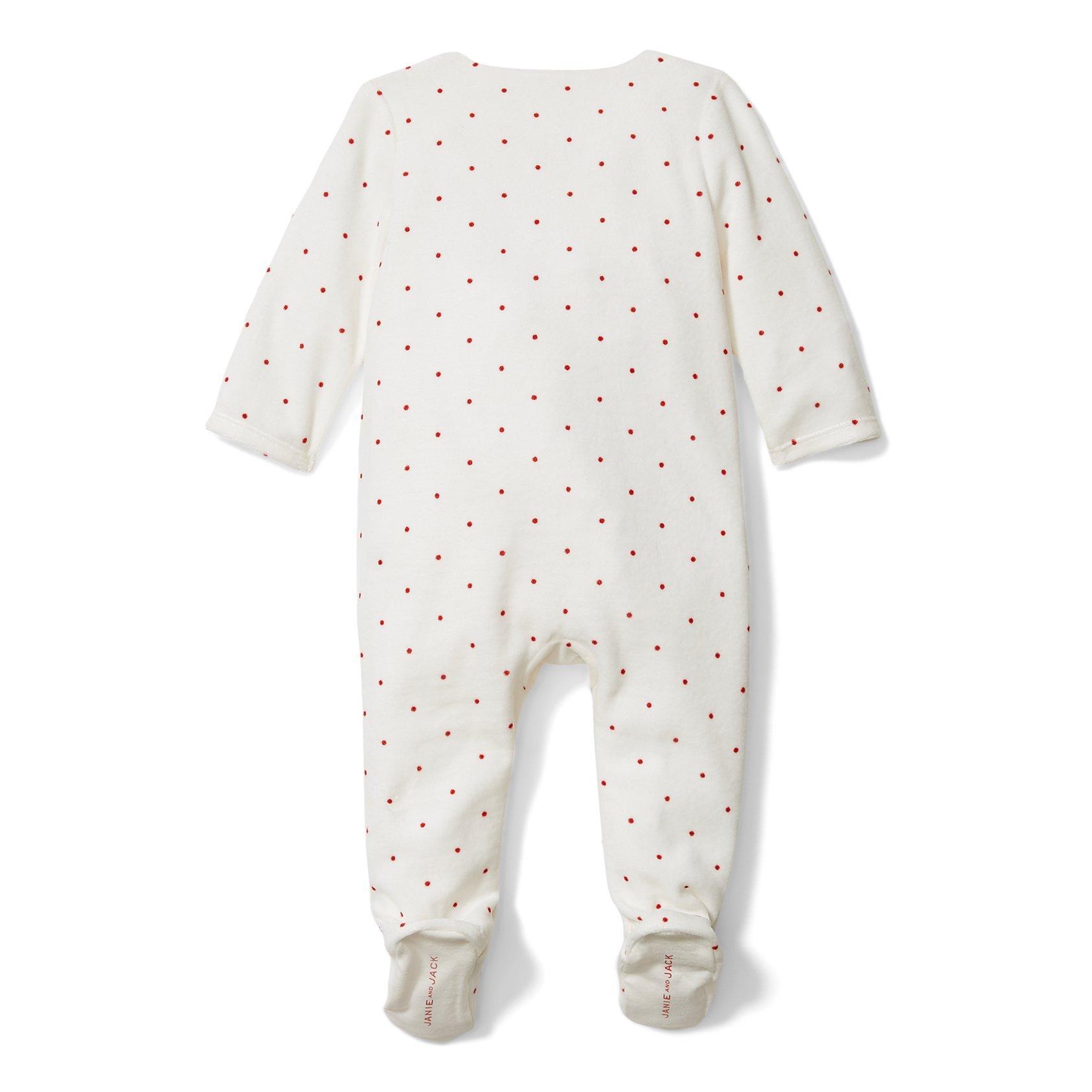 Baby Dot Velour Footed 1-Piece image number 2