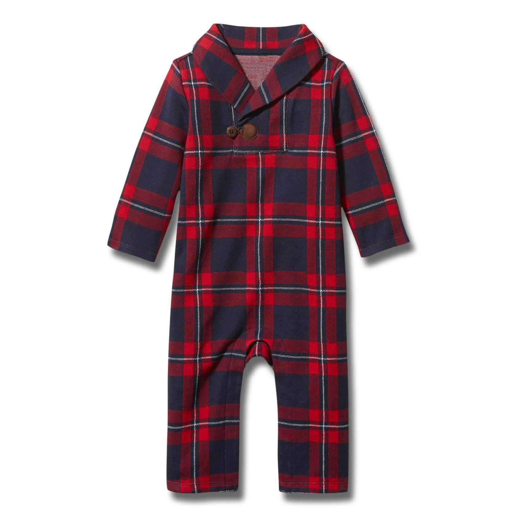 Baby Plaid Shawl Collar 1-Piece image number 0