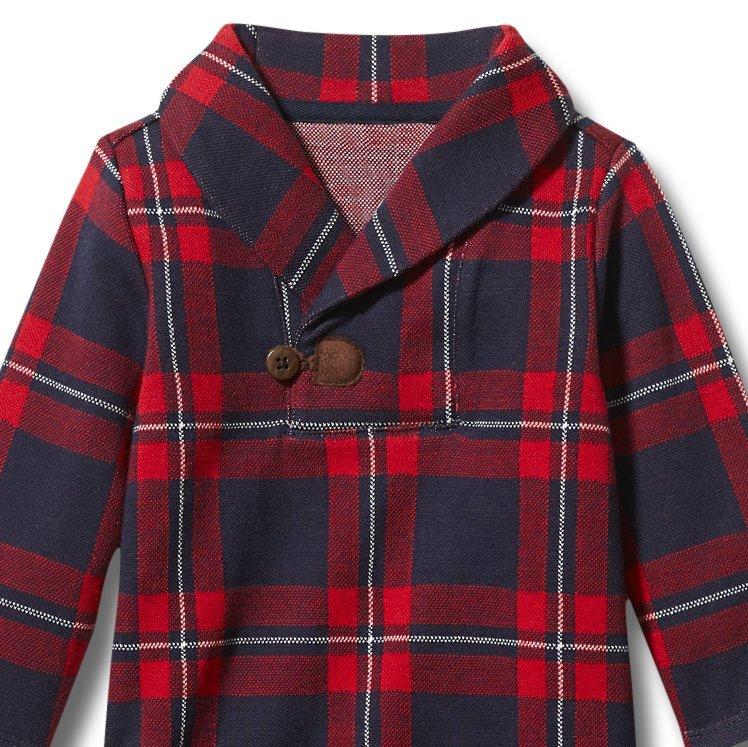 Baby Plaid Shawl Collar 1-Piece image number 1